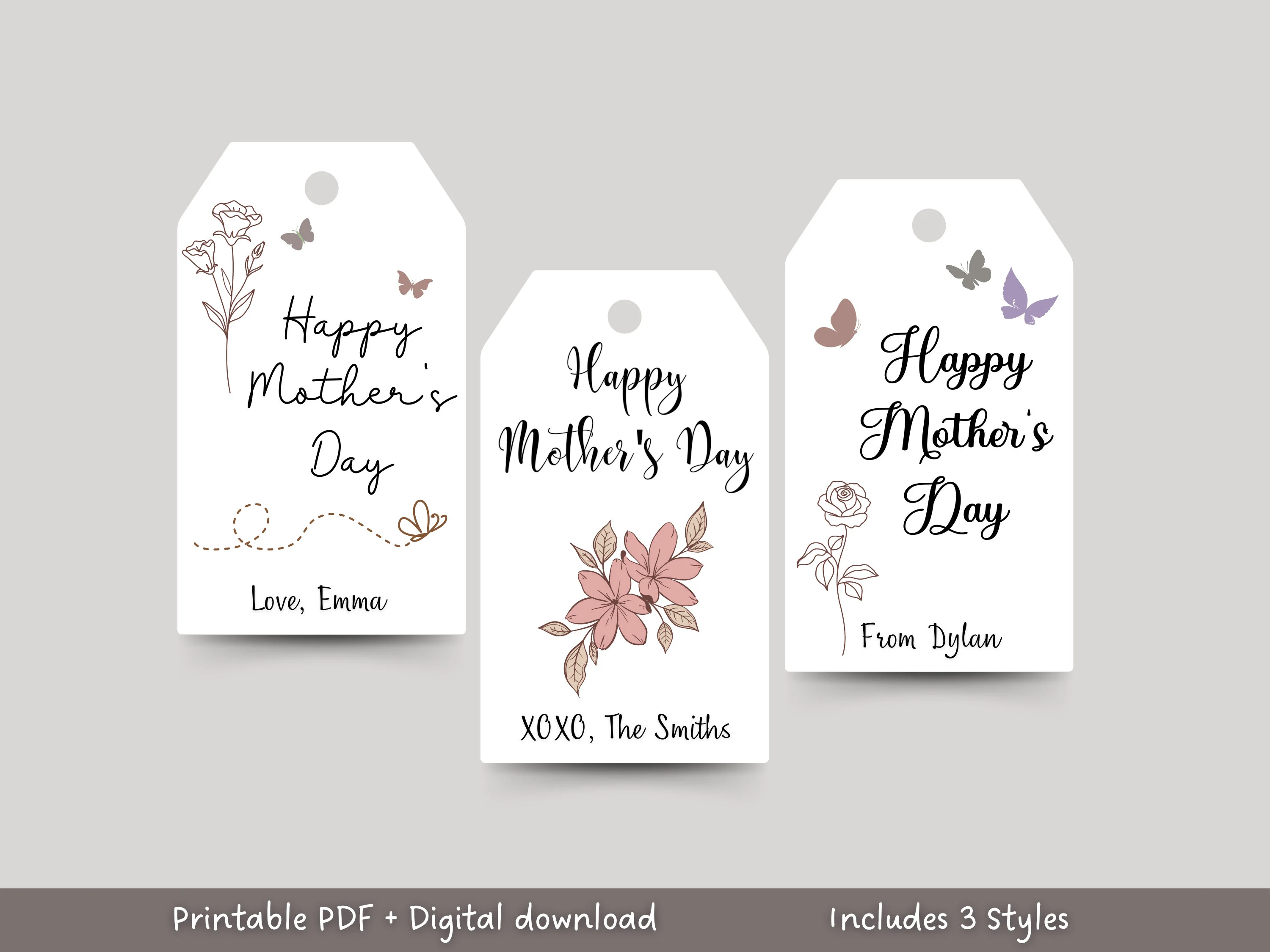Mother's Day Editable Gift Tag, Custom Happy Mother’s Day Printable Favor Tag, Personalized Floral Gift Tags For Mom, Mothers Day Gift Ideas