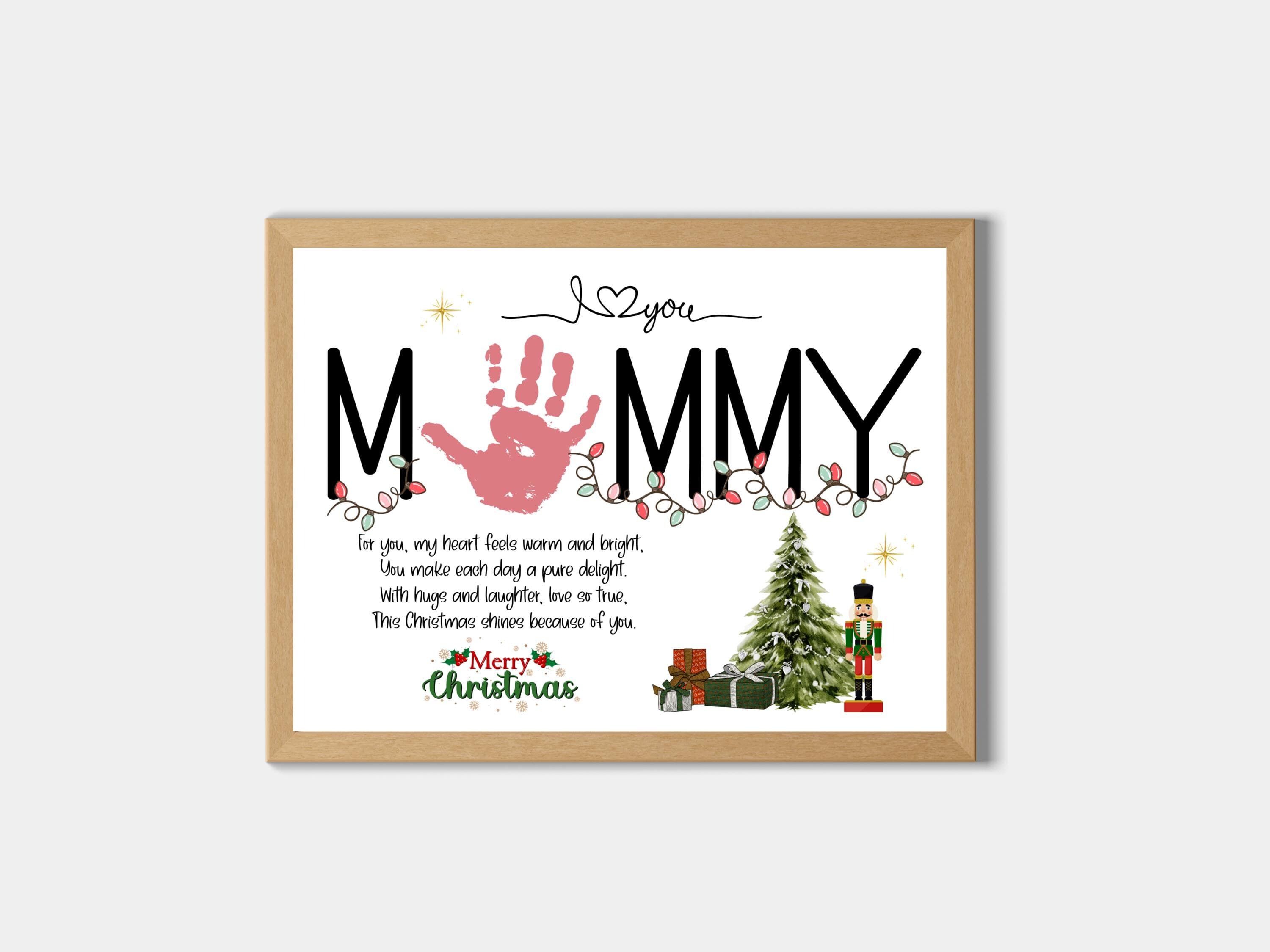 Christmas Handprint Poem Printable DIY Art Craft for Kids, Mommy Keepsake Gift from Baby Toddler Holiday Present Xmas Card Activity