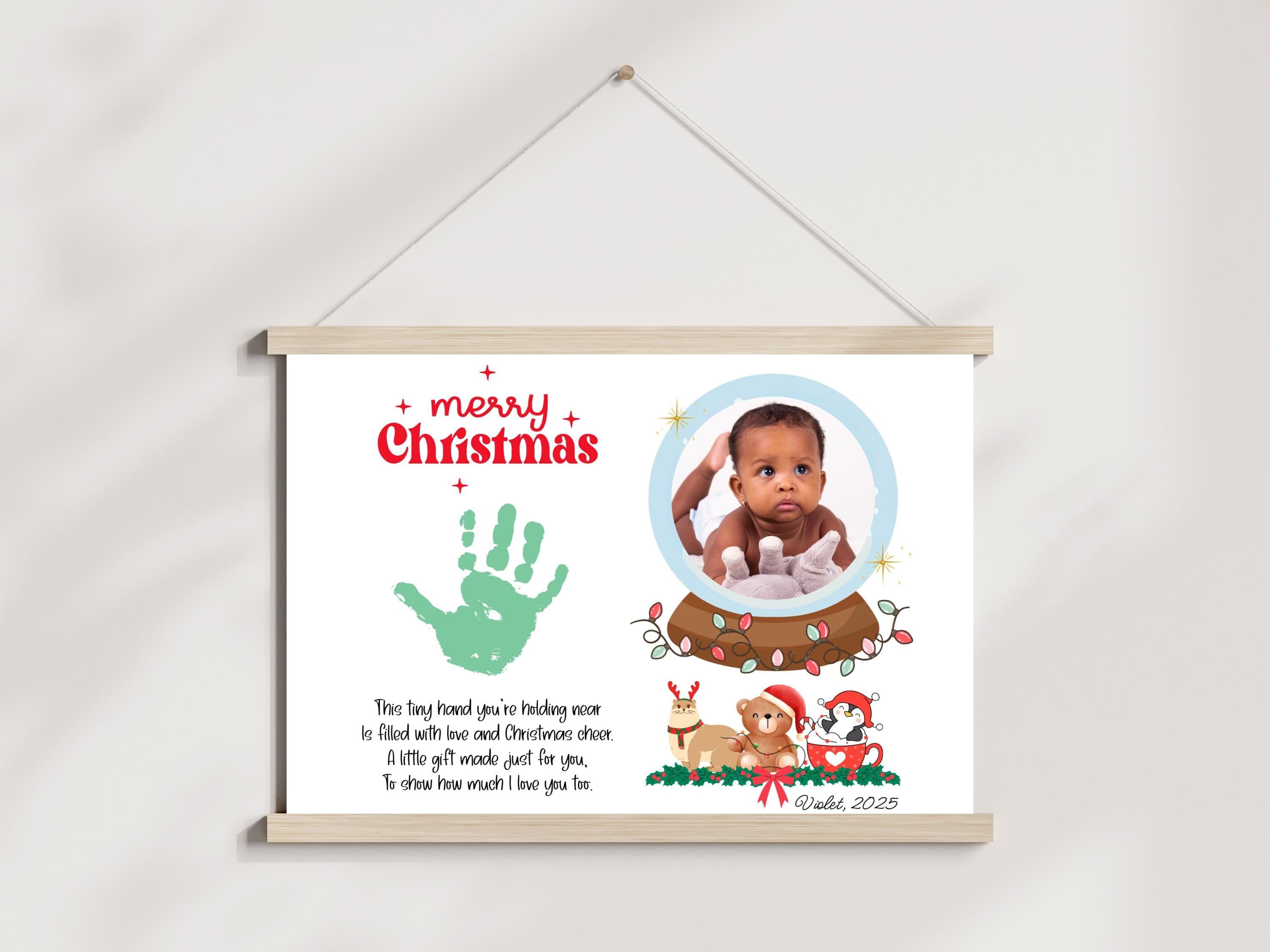 Christmas Poem Handprint Craft Printable for Kids, DIY Winter Photo Art Baby Toddler Daycare Preschool Holiday Card Keepsake - image 5