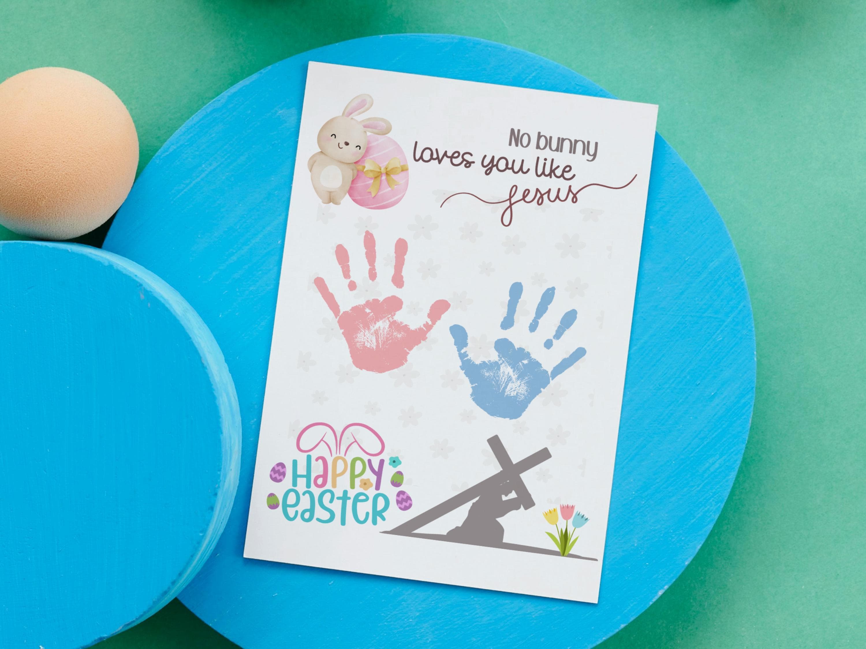 Happy Easter Handprint Craft Printable, DIY Gift Religious Christian Art for Kids Baby Toddler Sunday School Preschool Activity Homeschool - image 4