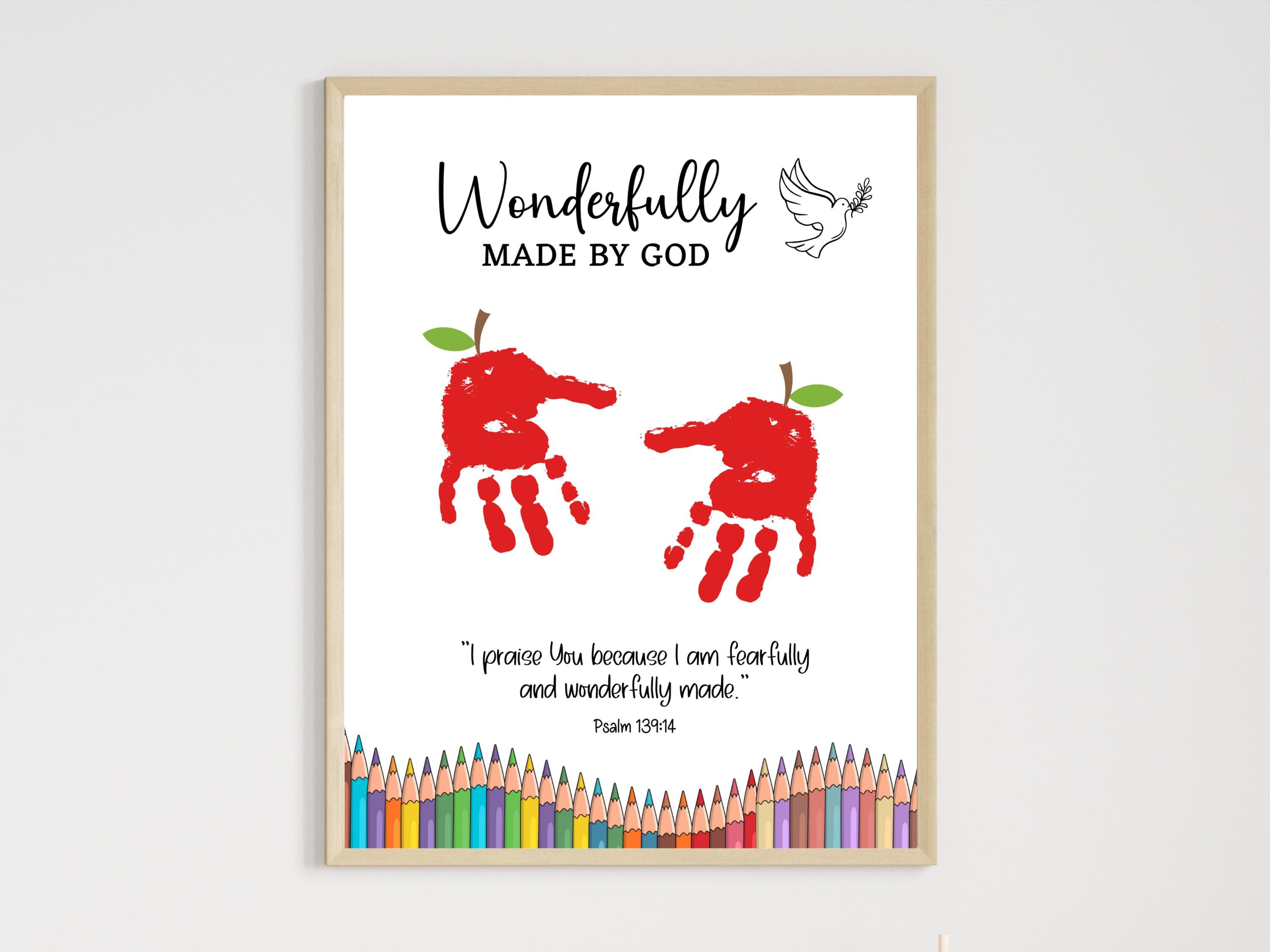 Christian Back to School Handprint Craft Printable, Fall Art Kids First Day Bible Activity, Preschool Sunday School Church Baby Keepsake LDS