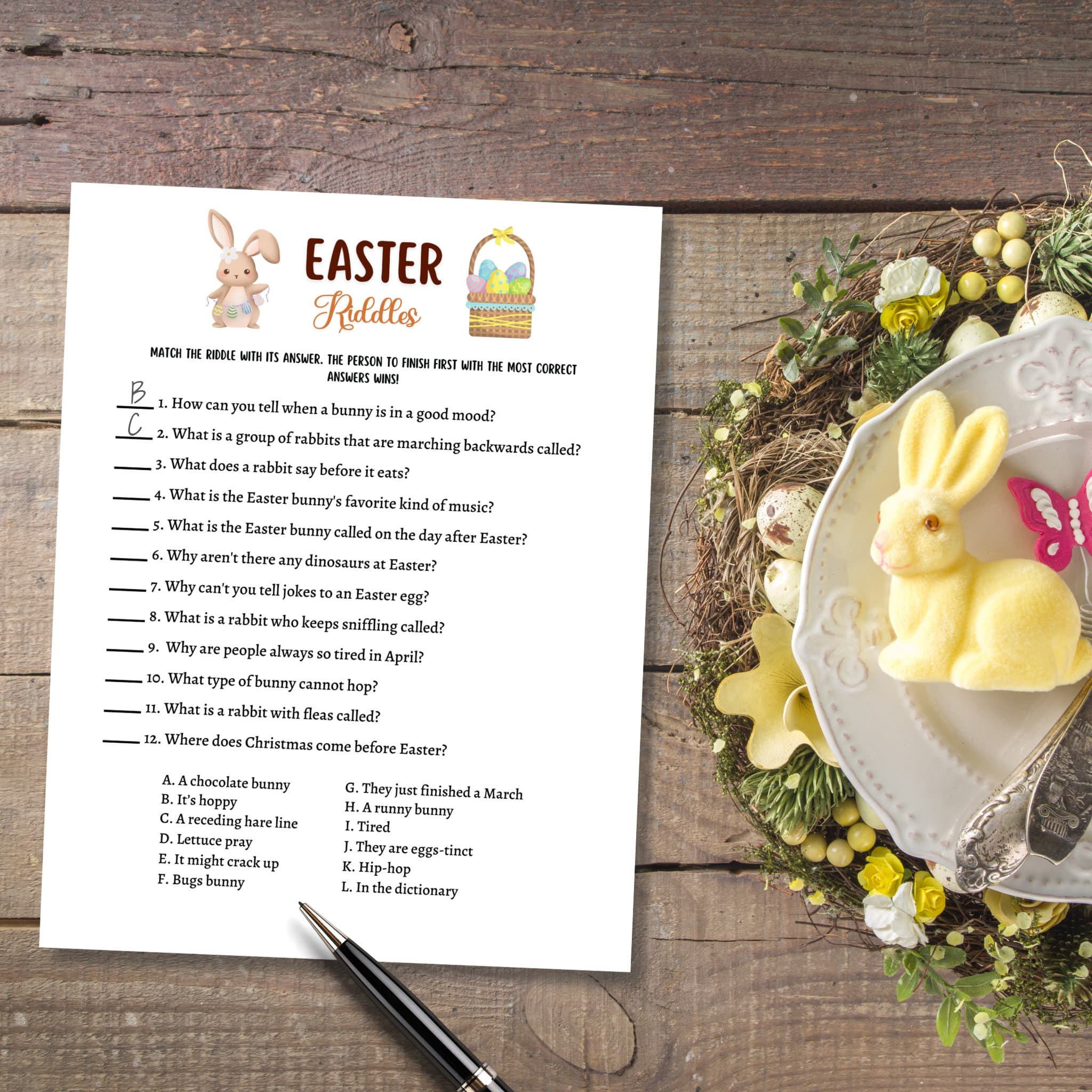 Easter Riddle Me This Game Printable, Easter Party Game, Easter Activity Kids, Trivia Quiz Adults, Dinner Game, Family Game, Classroom Game - image 4