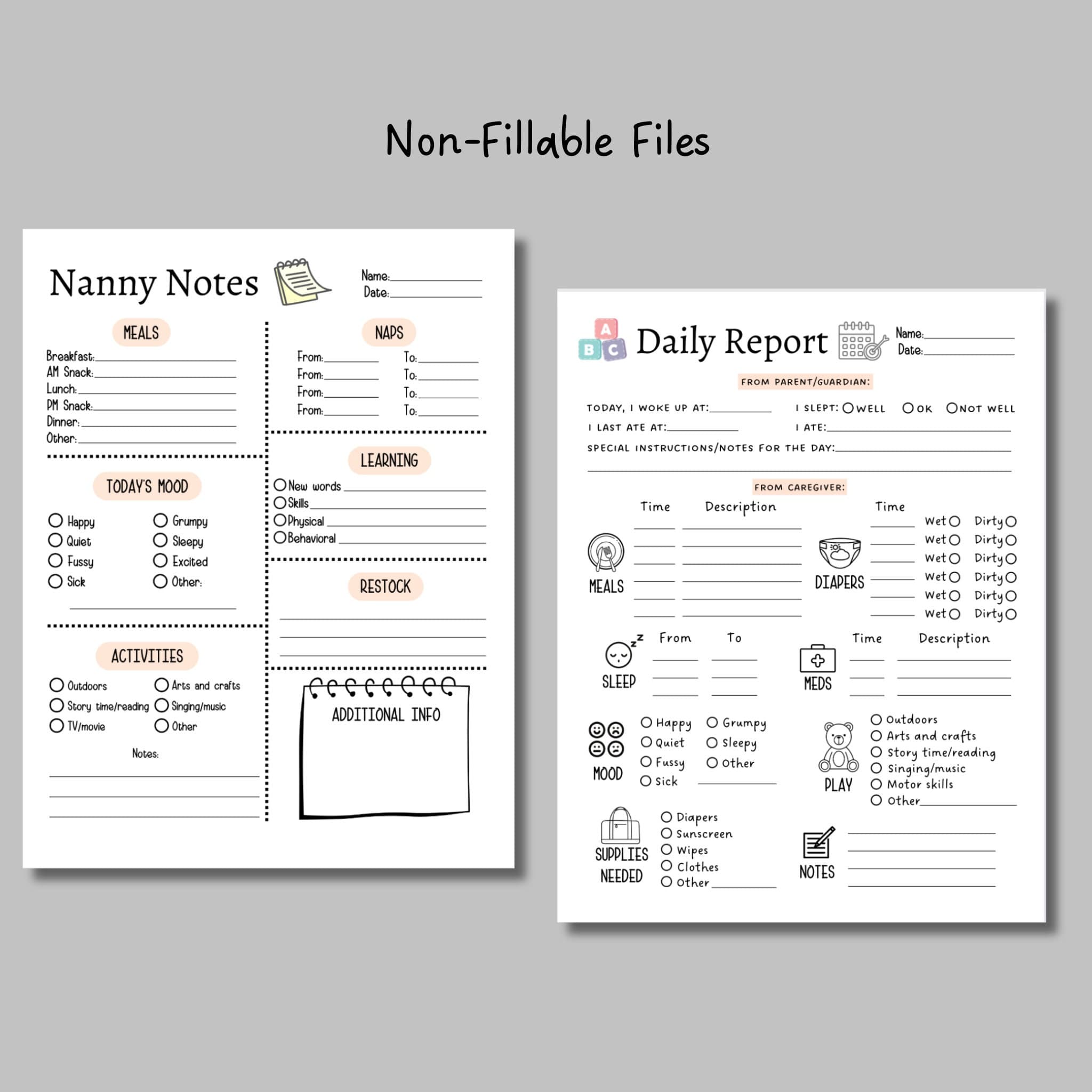 Babysitter Planner Printable Bundle, Babysitter Information, Nanny Notes, Nanny Agreement, Emergency Info Sheet, Toddler Daily Report Log - image 5