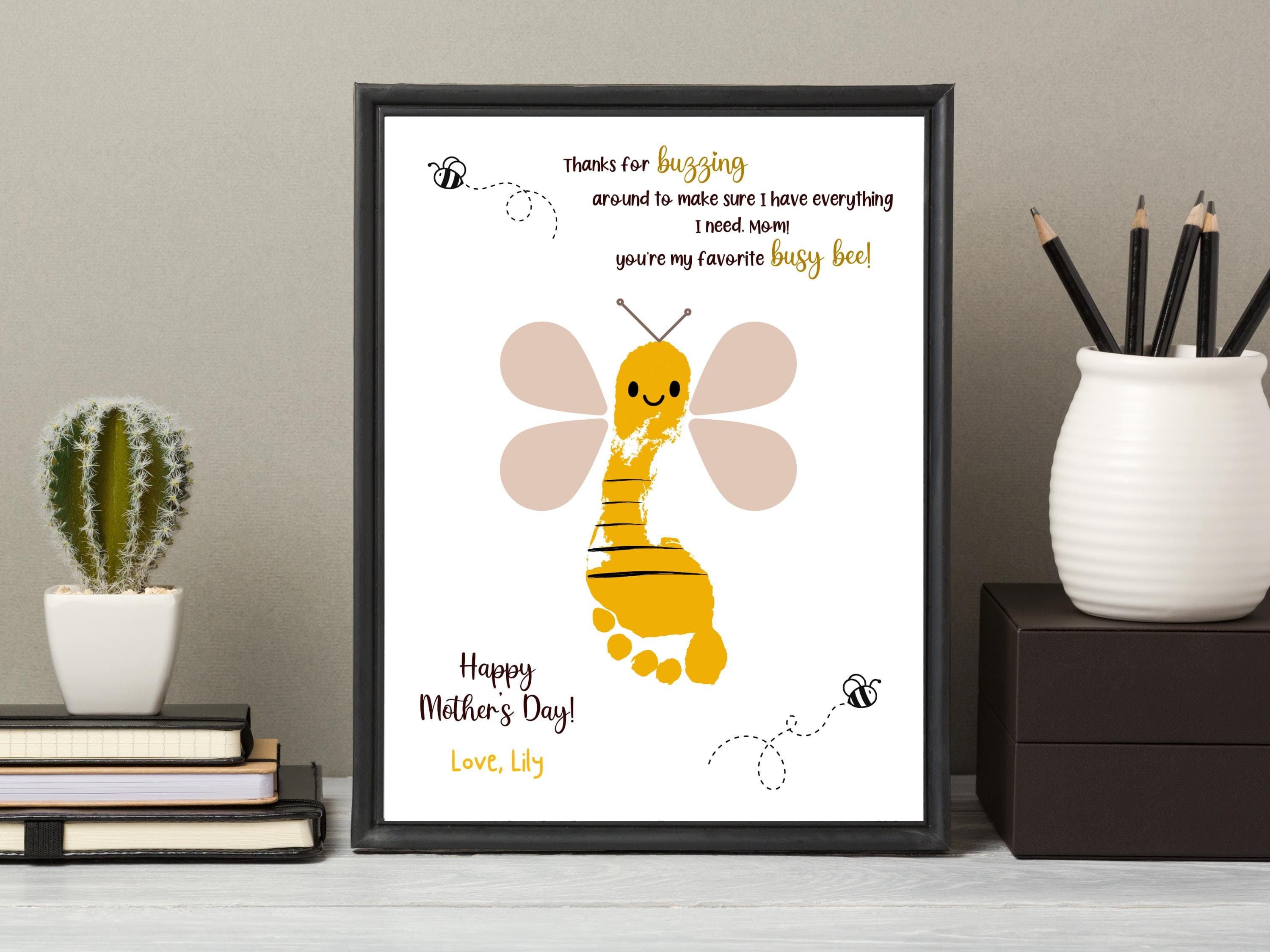 Mom Footprint Craft for Kids Printable, Mothers Day DIY Hand Art Activity Birthday Gift from Children Baby Toddler Kindergarten Wall Decor - image 5