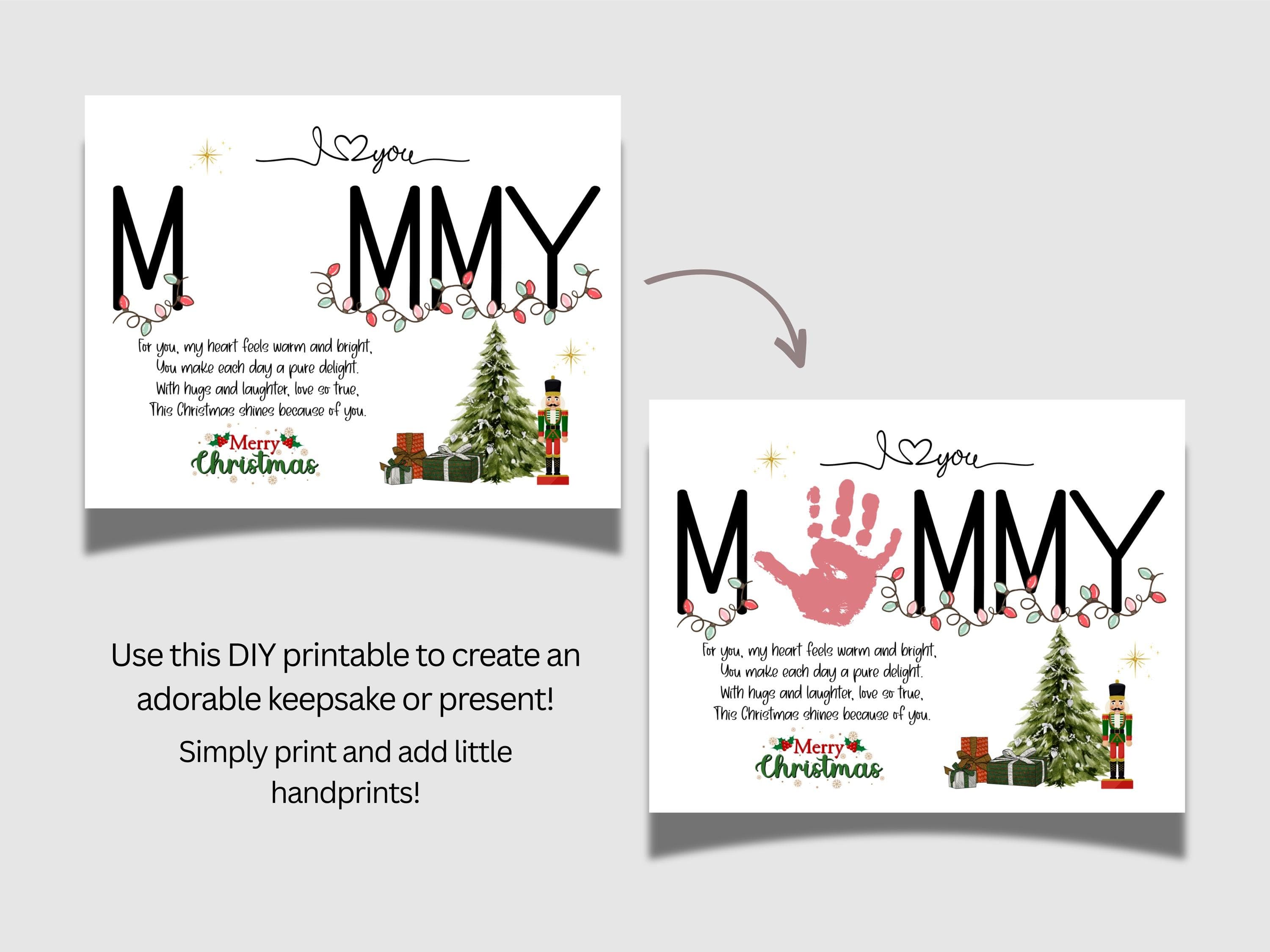 Christmas Handprint Poem Printable DIY Art Craft for Kids, Mommy Keepsake Gift from Baby Toddler Holiday Present Xmas Card Activity - image 3