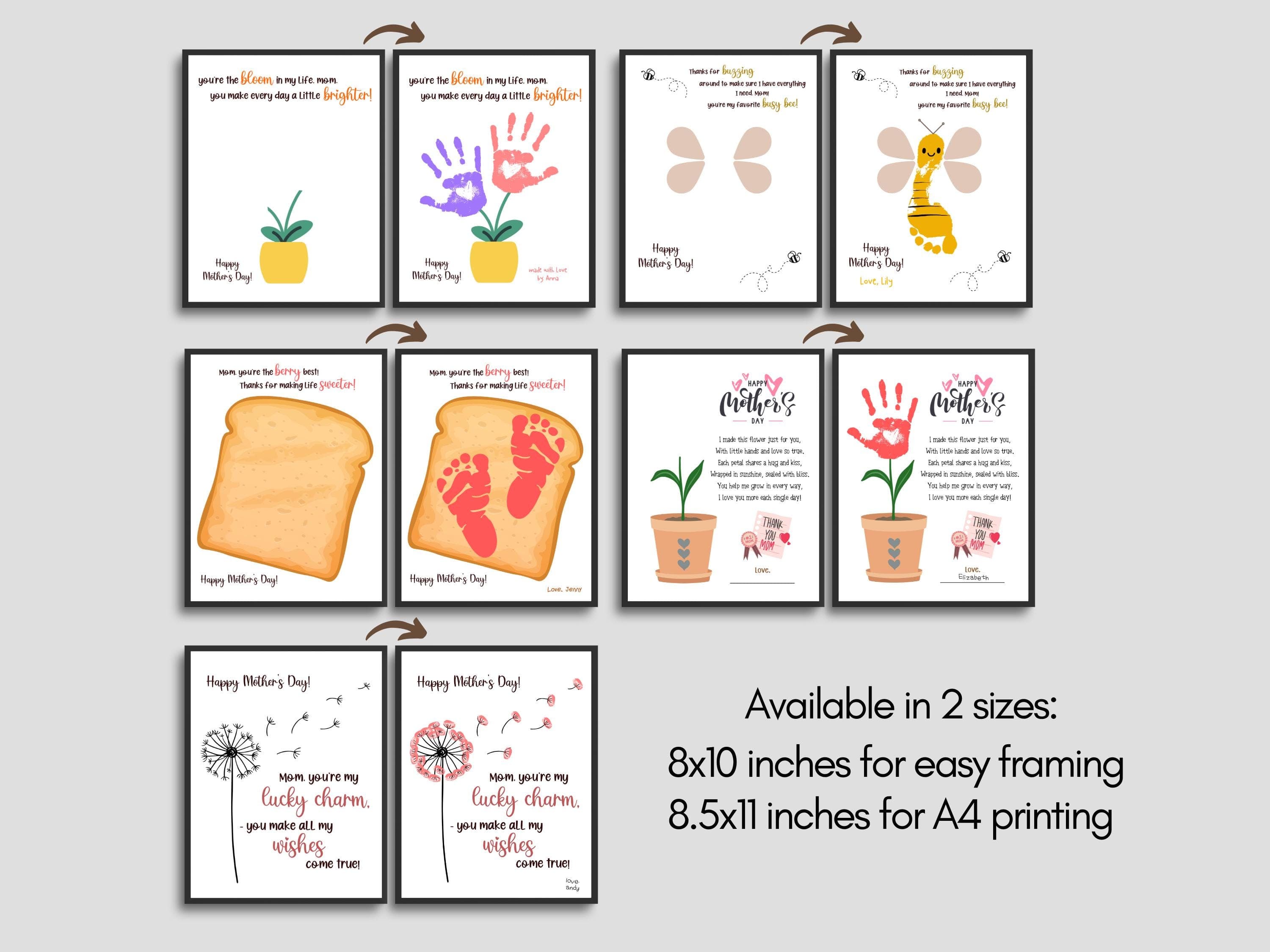 Mom Crafts for Kids Printable, Mothers Day DIY Handprint Footprint Wall Art Activity Birthday Gift from Children Baby Toddler Kindergarten - image 5
