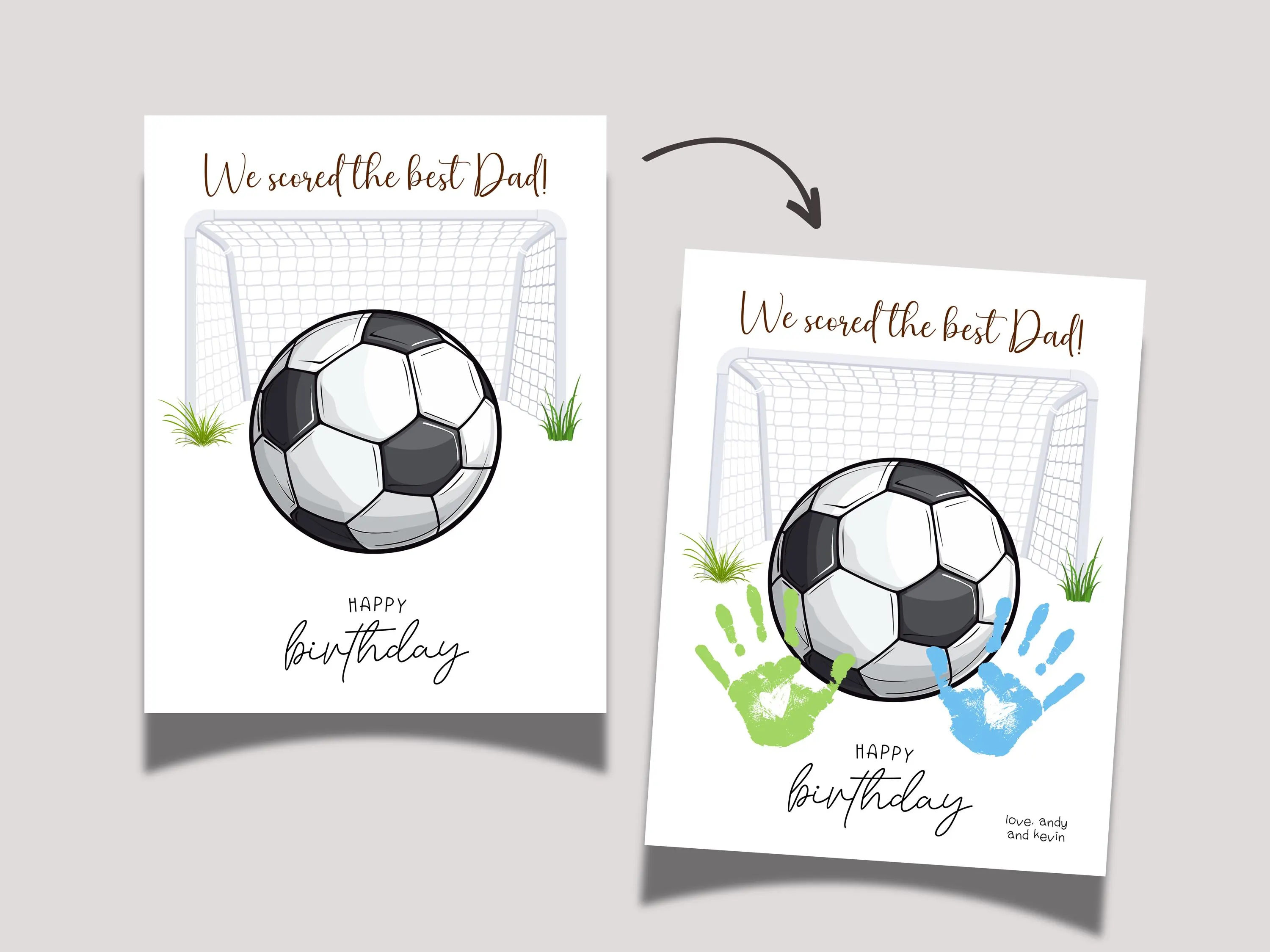 Happy Birthday Dad Handprint Craft Printable, DIY Soccer Art Gift for Daddy from Kids Sports Daddy Keepsake Card Baby Toddler Child Template - image 3