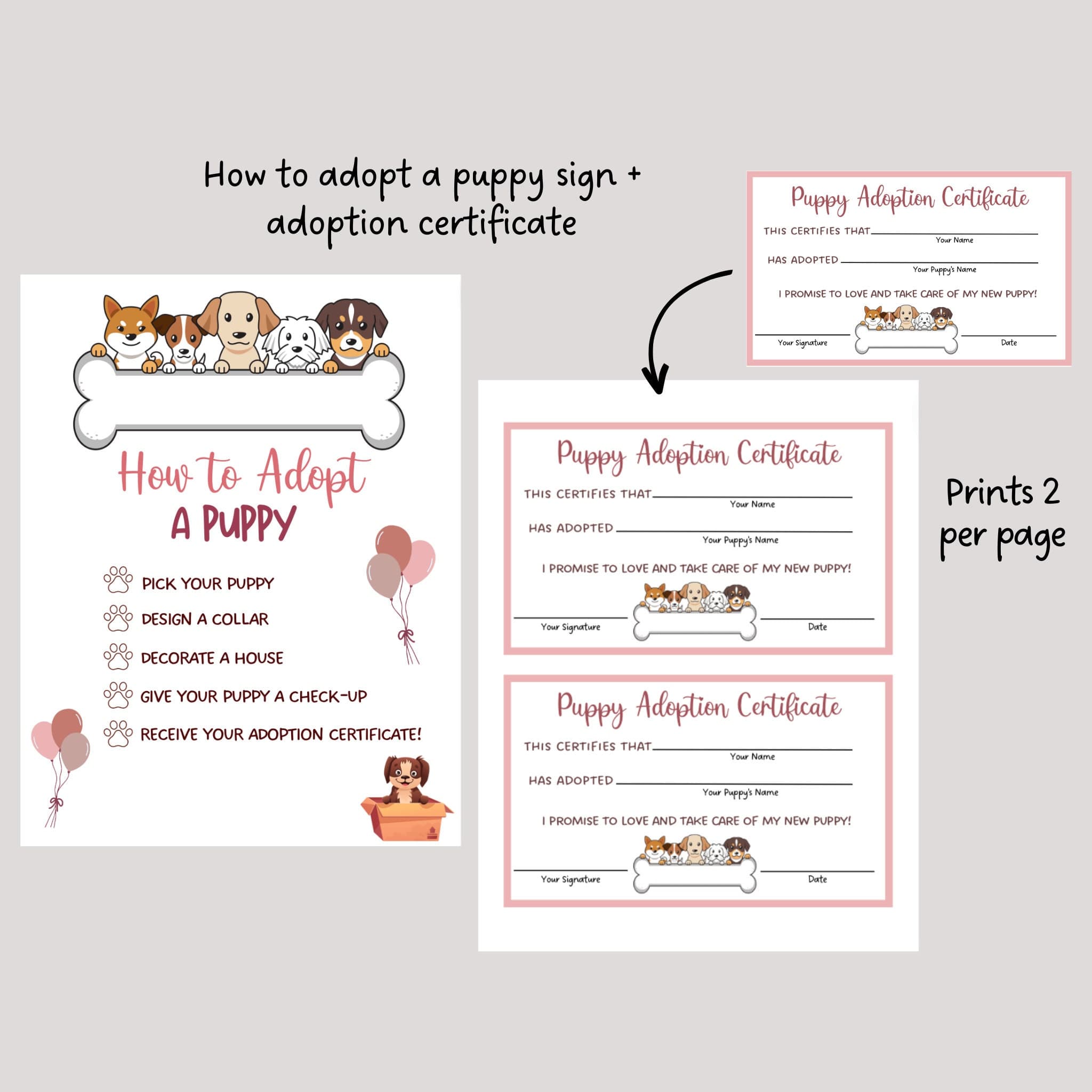 Puppy Party Signs Printable, Adopt a Puppy Party Games, Dog Adoption Birthday Party, Puppy Adoption Station, Puppy Pawty, Dog Lover Birthday - image 5