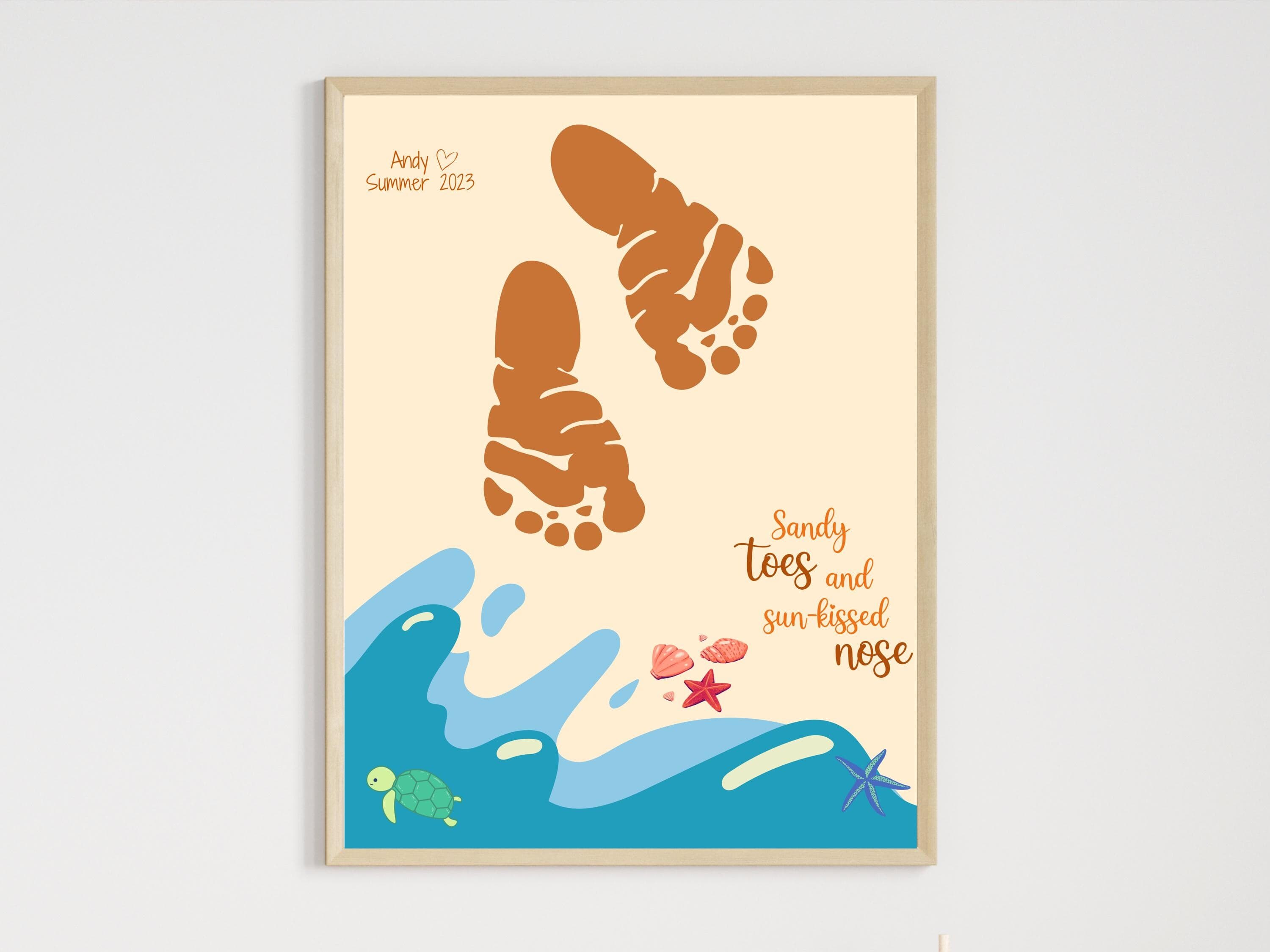 Summer Footprint Craft Printable, DIY Beach Art Project for Kids Toddler Baby Preschool Daycare Pre K Activity Keepsake Hand Feet Template - image 5