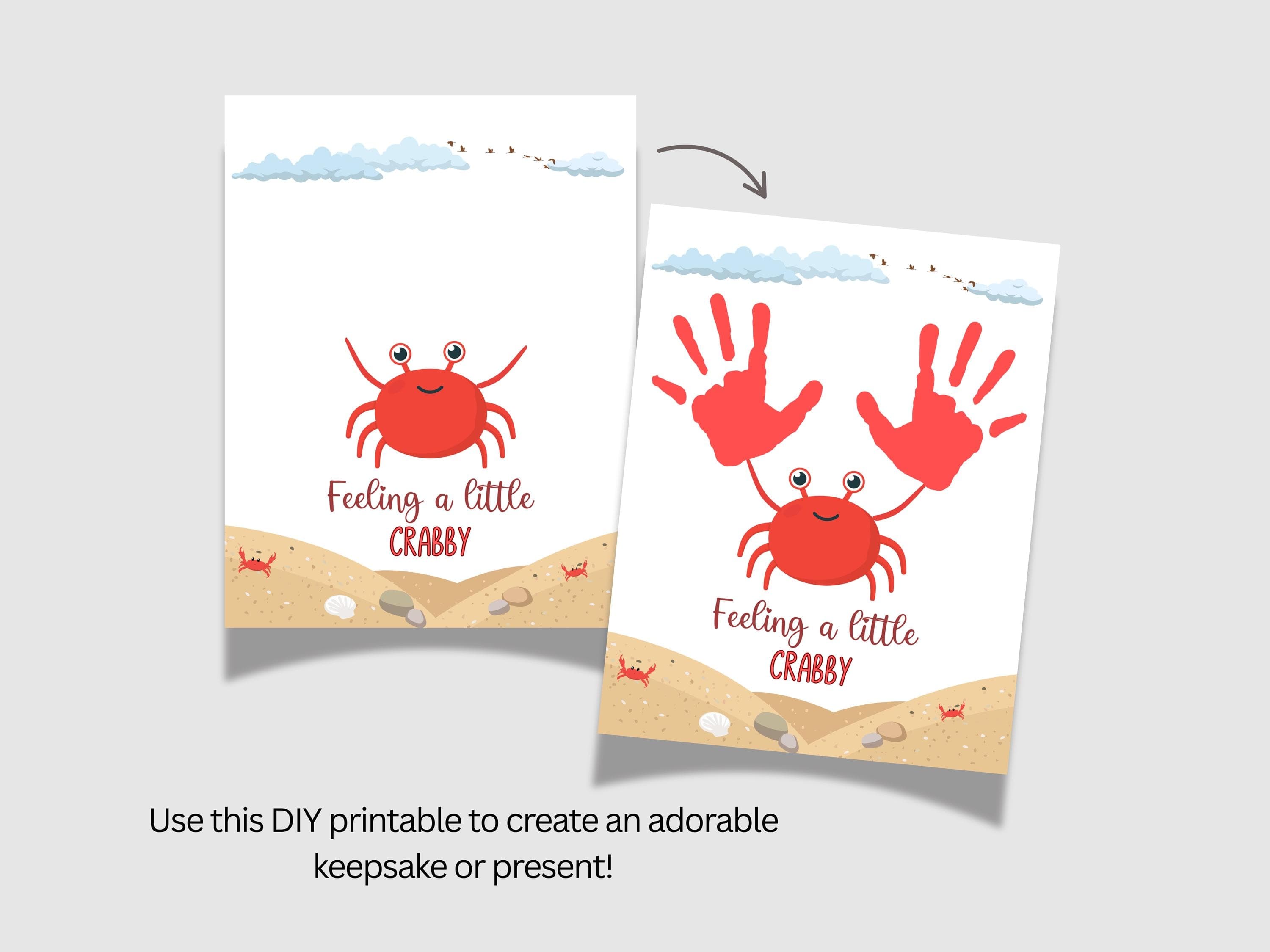Summer Handprint Craft Printable, DIY Crab Art Project for Kids Toddler Babies Preschool Daycare Pre K Activity Keepsake Easy Template Ideas - image 3