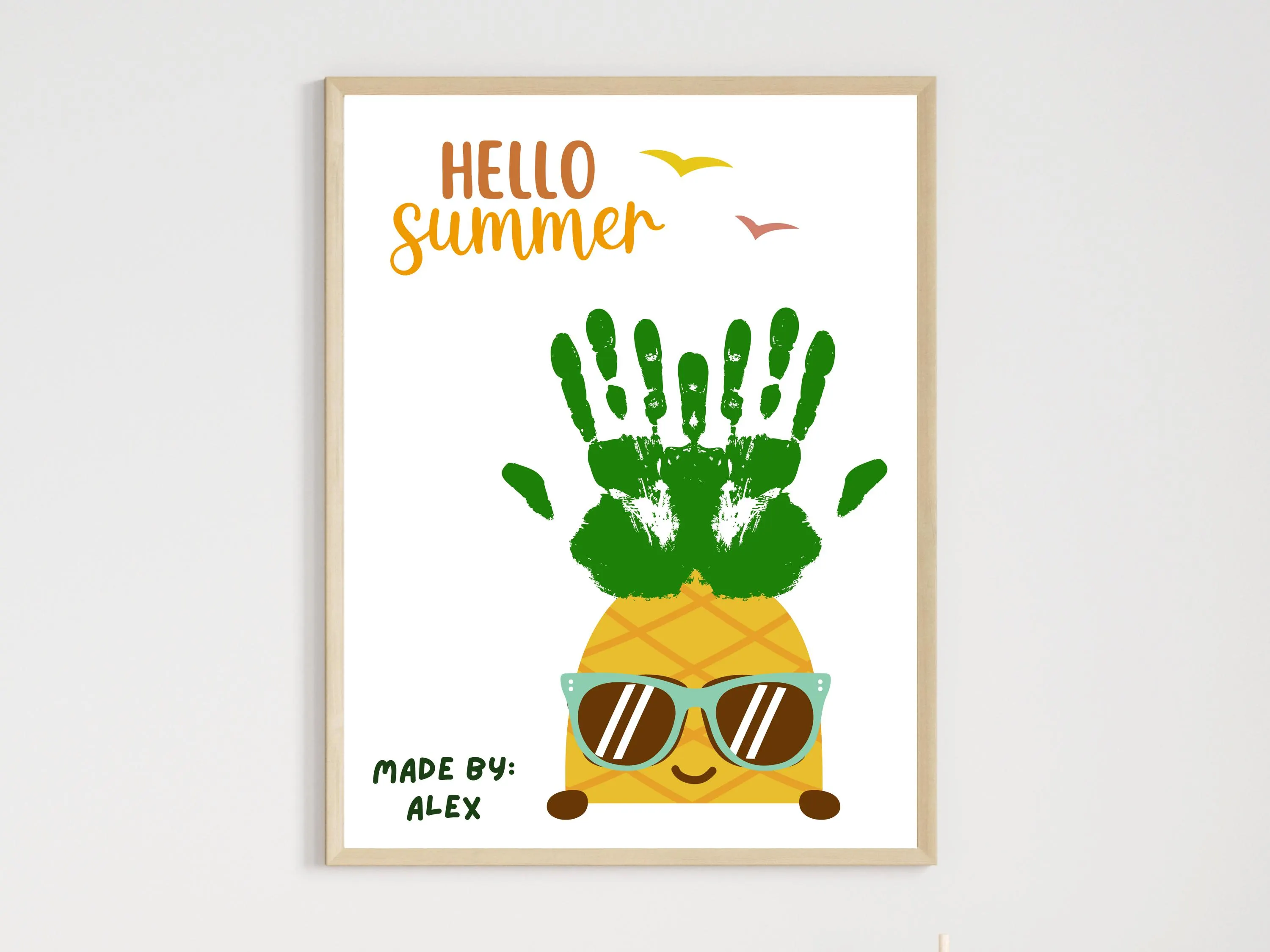 Pineapple Summer Handprint Craft Printable, DIY Art Project for Kids Toddler Baby Preschool Daycare Pre K Activity Homeschool Cute Template