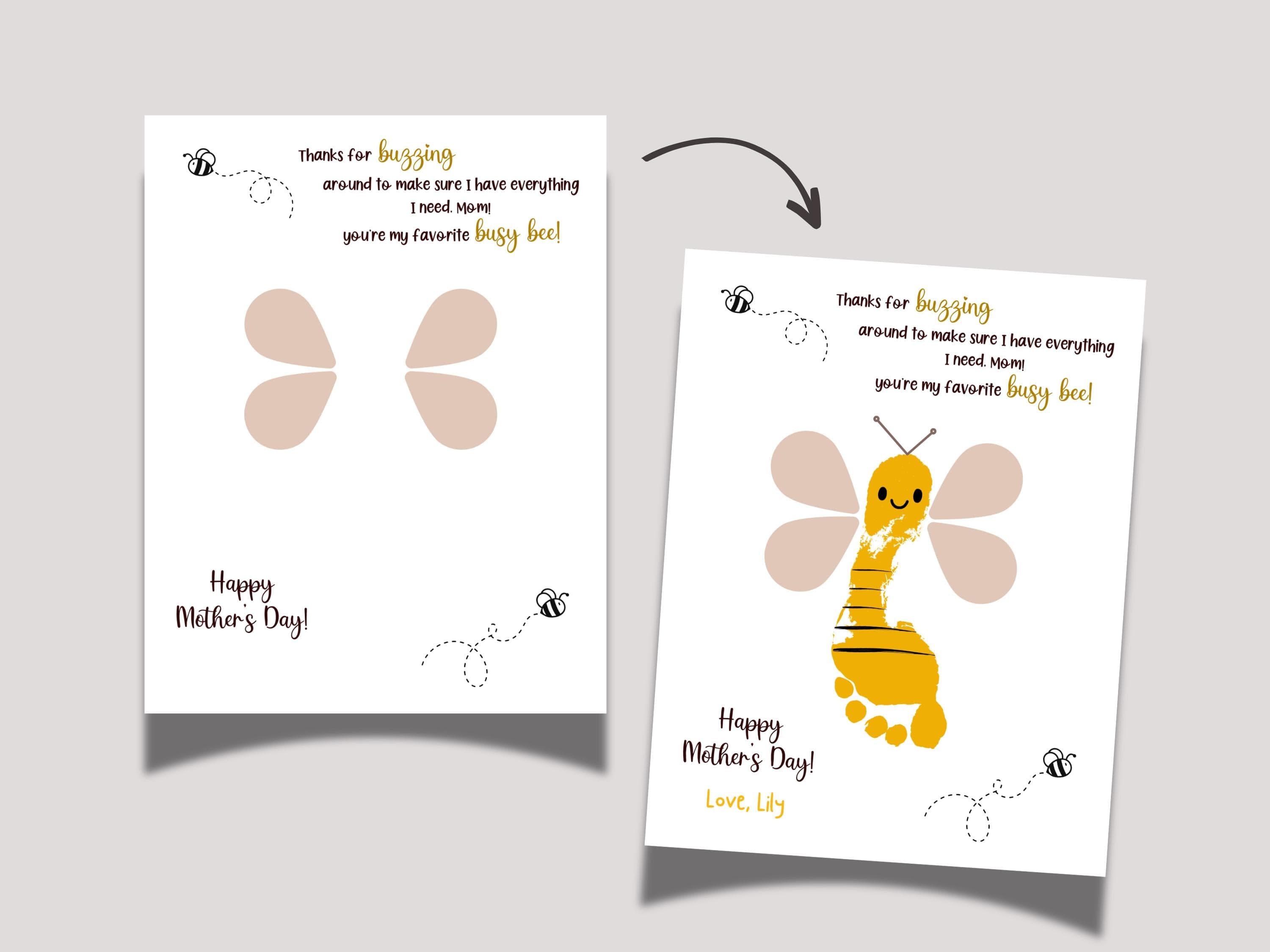 Mothers Day Footprint Craft for Kids Printable Card Art Activity Keepsake Birthday Mom Gift Preschool Classroom Homeschool Kindergarten PreK - image 3