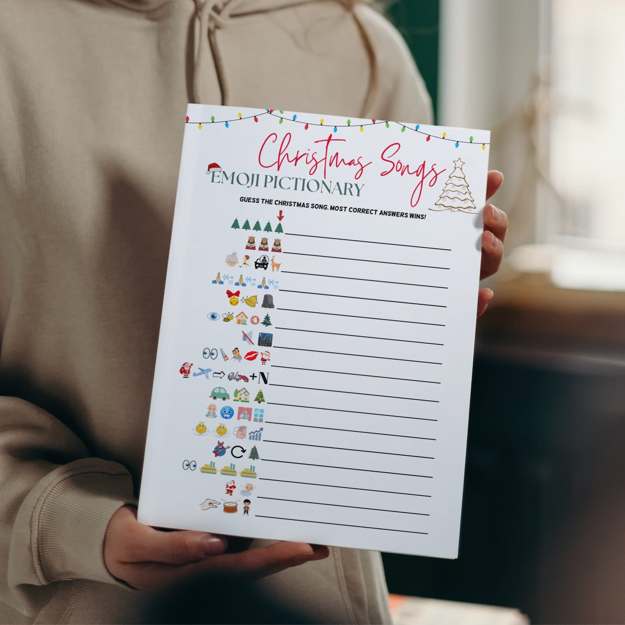 Christmas Songs Emoji Pictionary Printable, Christmas Guessing Game, Xmas Movie Emoji Game, Fun Holiday Family Game, Office Work Party Game - image 4
