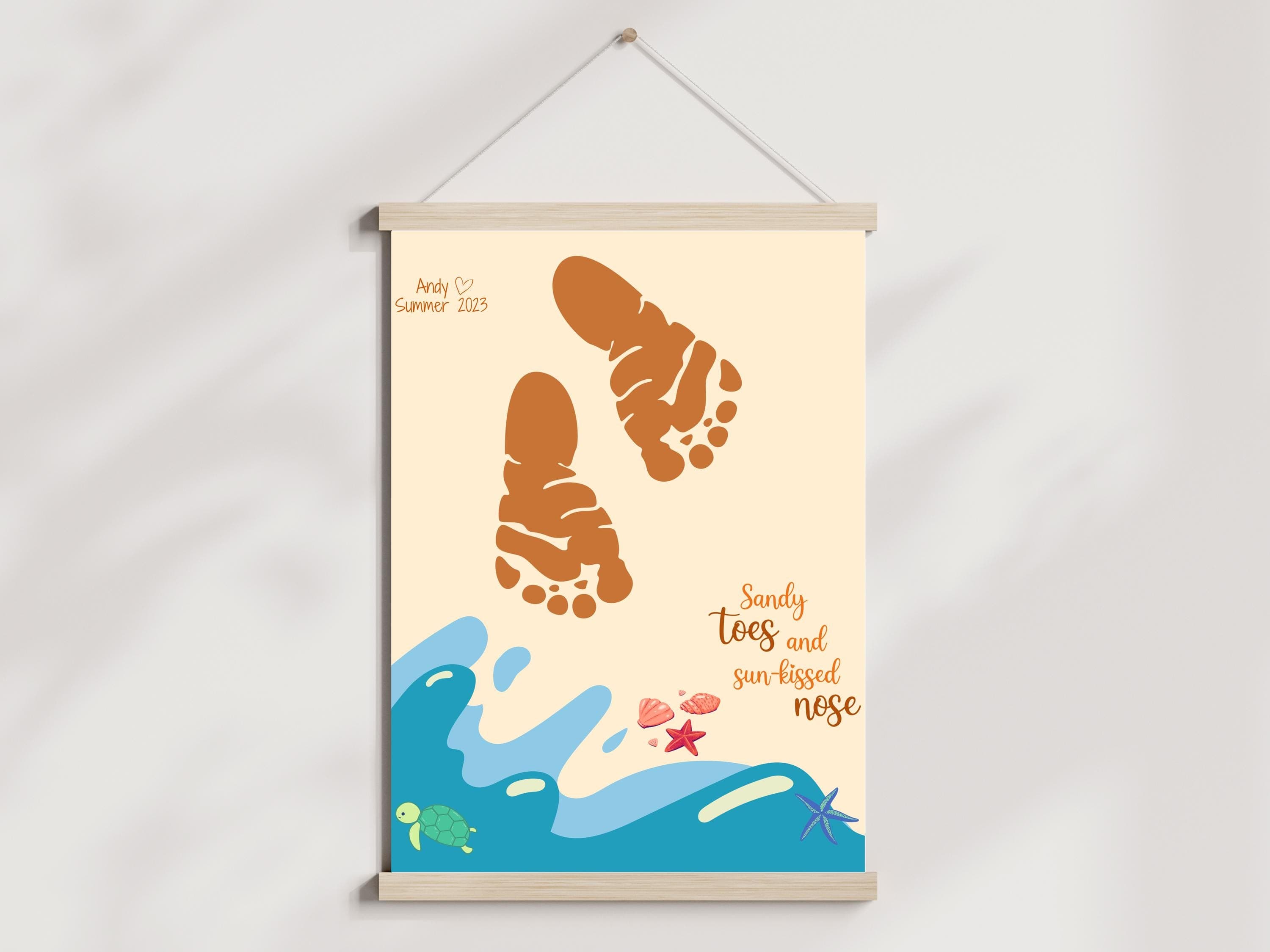 Summer Footprint Craft Printable, DIY Beach Art Project for Kids Toddler Baby Preschool Daycare Pre K Activity Keepsake Hand Feet Template - image 3