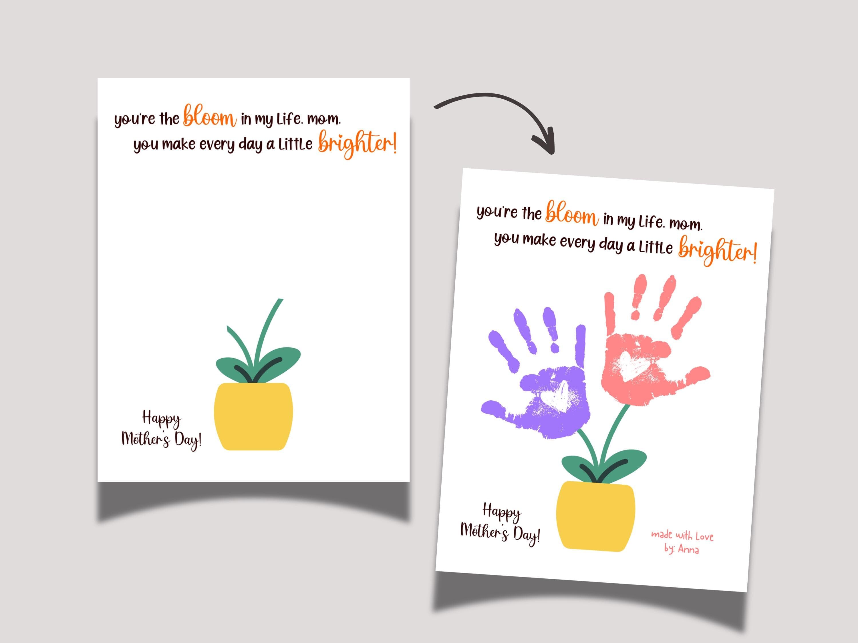 Mothers Day Bouquet Handprint Craft for Kids Printable Card Art Activity Keepsake Personalized Birthday Mom Gift Preschool Kindergarten PreK - image 3