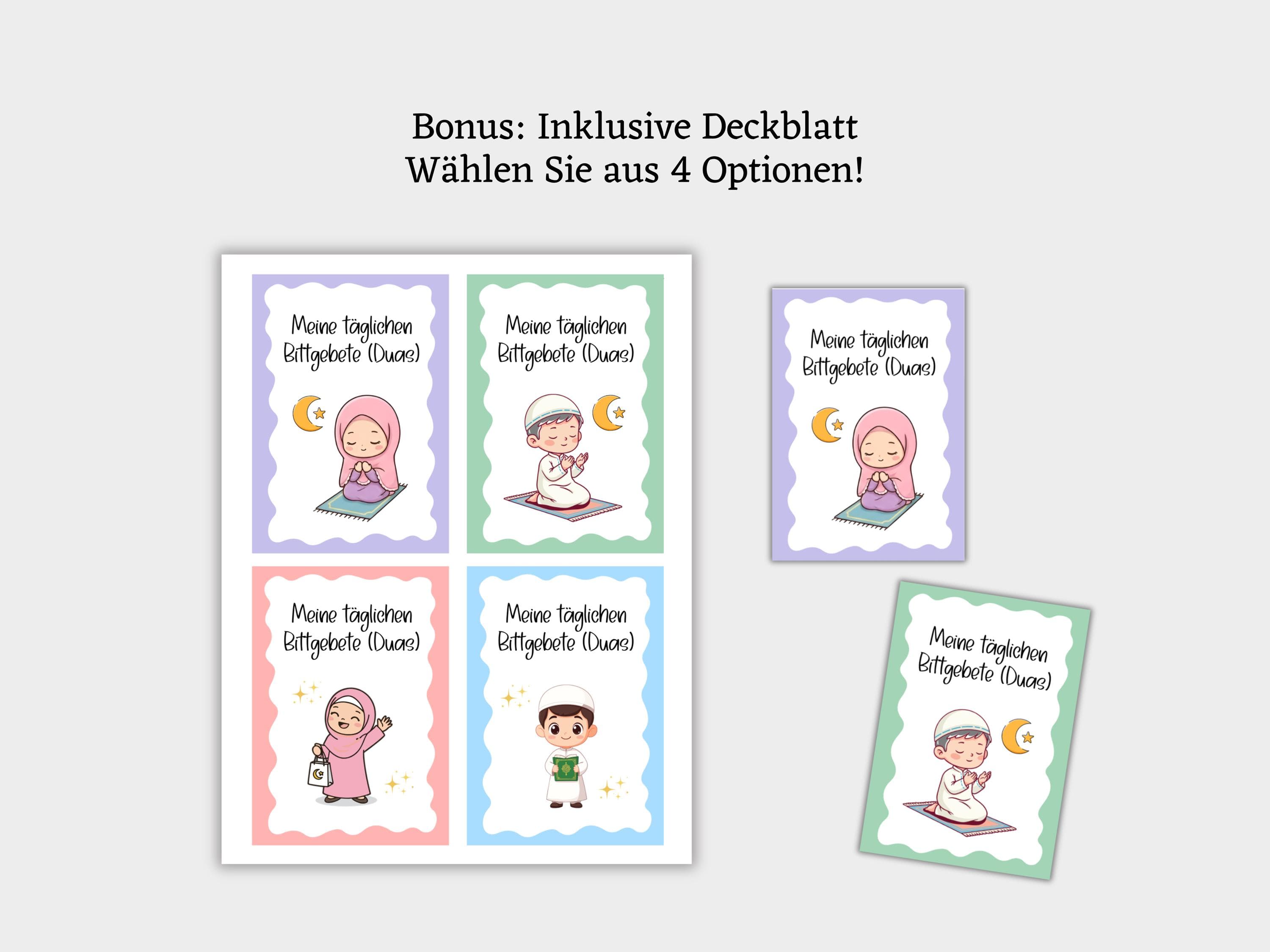 Islamische Dua Karten Kinder PDF, 40 Tägliche Duas Arabisch Deutsch, Ramadan Kids Printable, Islamic Prayer Flashcards - image 4