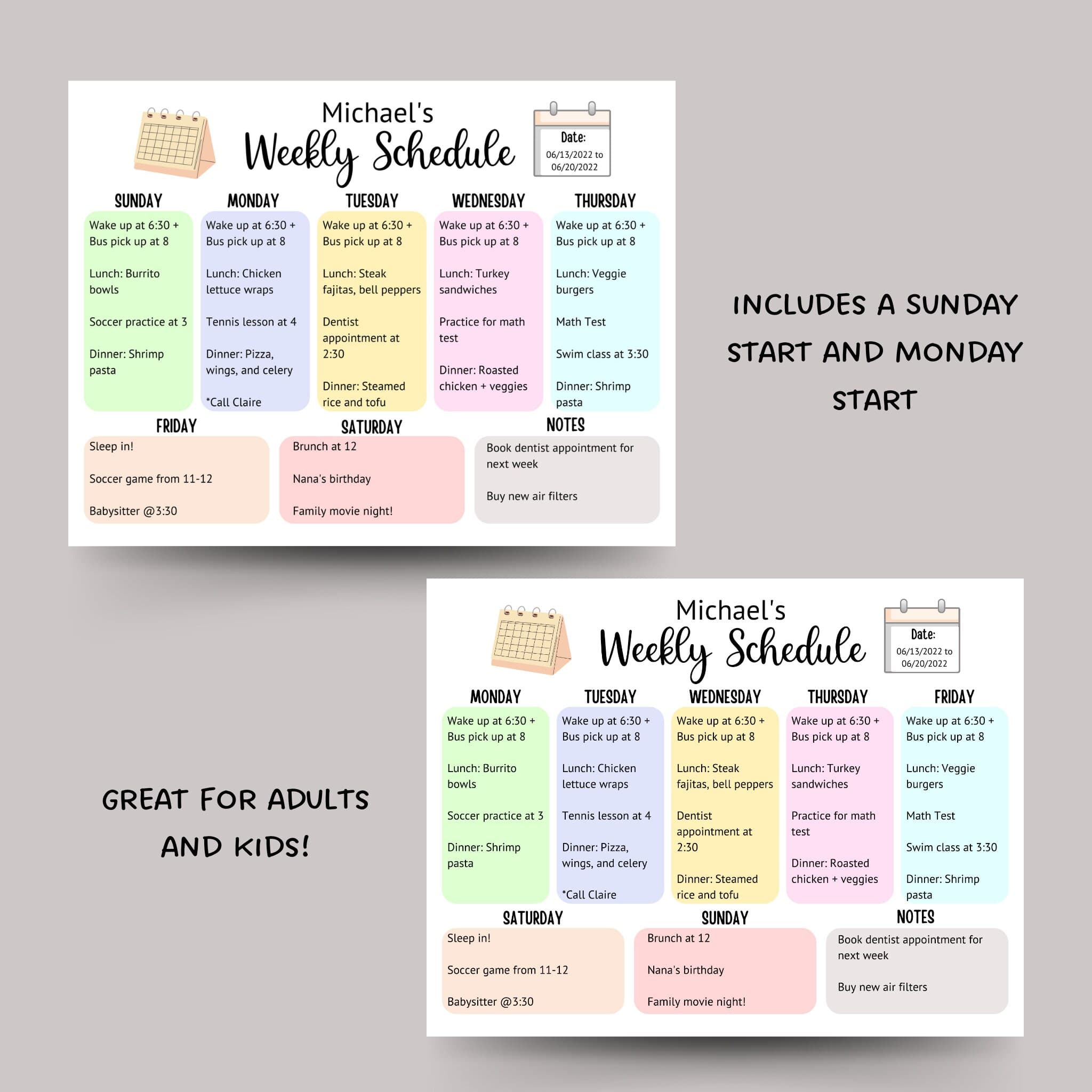 Kids Weekly Planner Printable, Editable Weekly Schedule Kids, Weekly Plan Chart, School and Activity Simple Planner, Homeschool Schedule - image 3