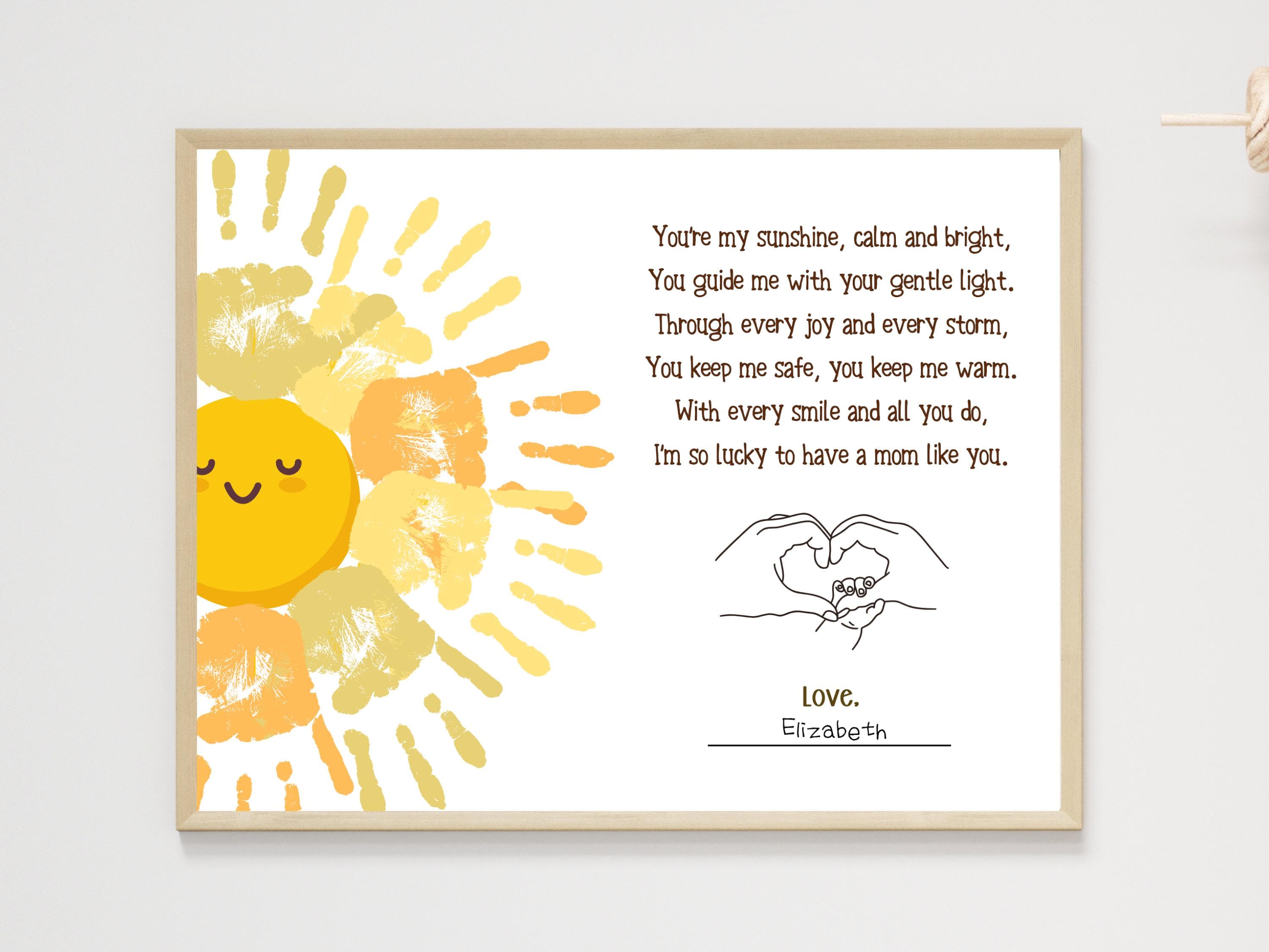 Mom Handprint Craft for Kids Printable Mothers Day Poem DIY Hand Art Activity Birthday Gift from Children Wall Decor Teacher Parent Resource