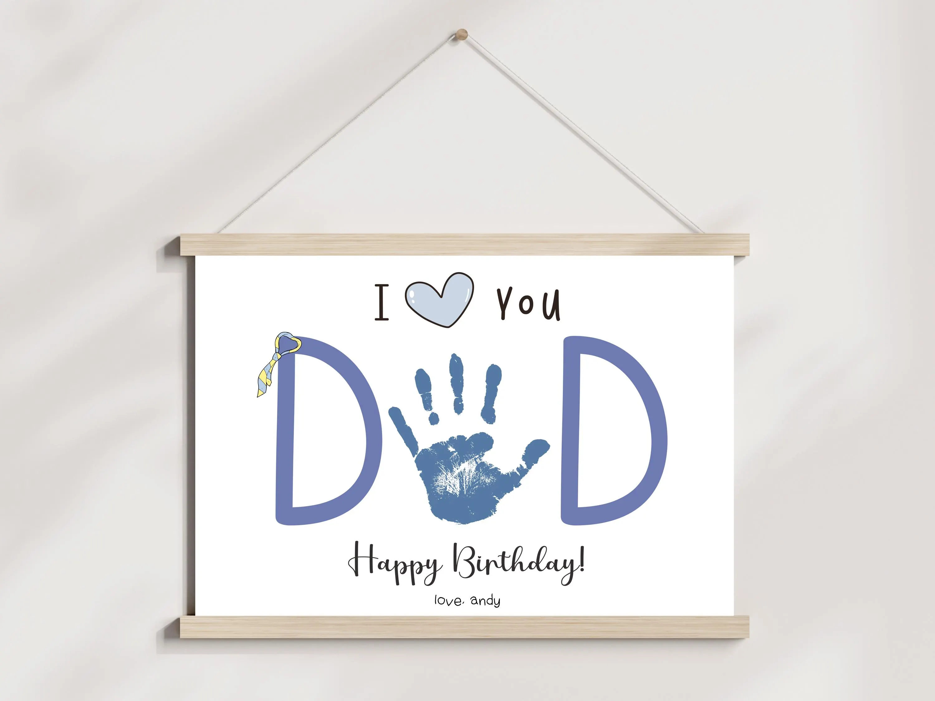 Happy Birthday Dad Gift from Kids Printable, DIY Custom Present Handprint Craft Art Keepsake Card Baby Toddler Child Fun Daddy Cute Template - image 5