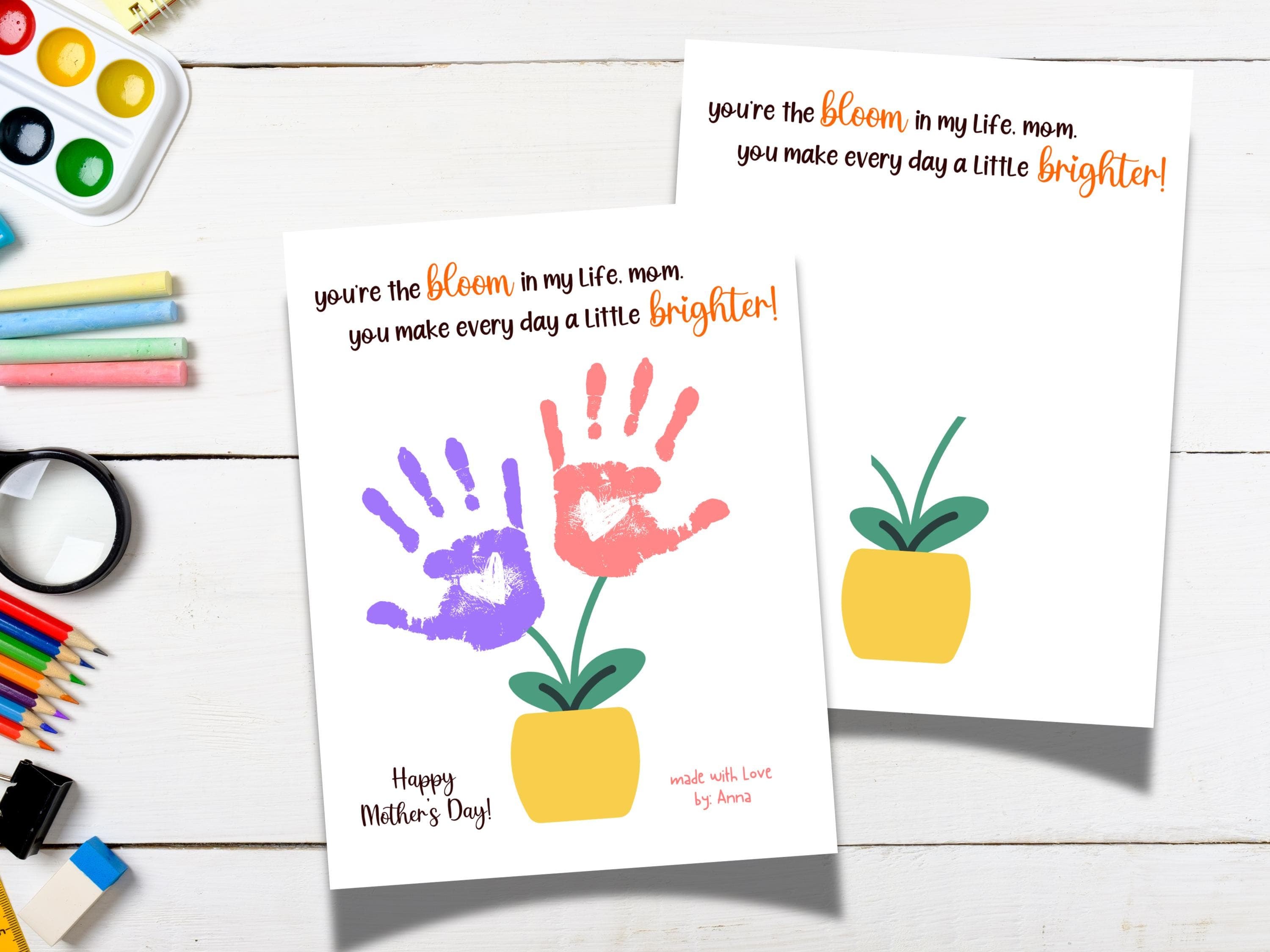 Mom Handprint Craft for Kids Printable, Mothers Day DIY Flowers Hand Art Activity Birthday Gift from Children Baby Toddler Hand Wall Decor - image 4