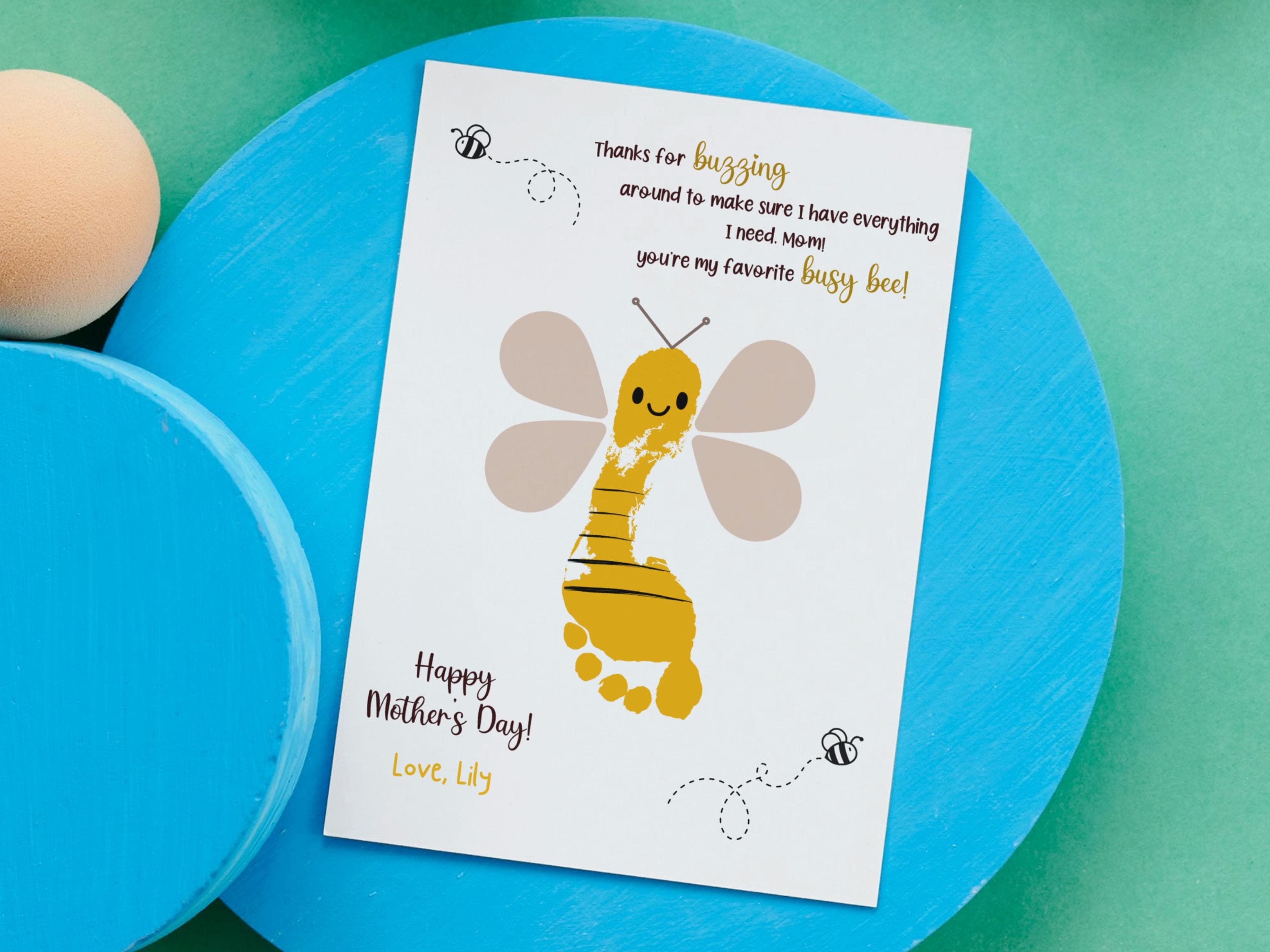 Mom Footprint Craft for Kids Printable, Mothers Day DIY Hand Art Activity Birthday Gift from Children Baby Toddler Kindergarten Wall Decor - image 3