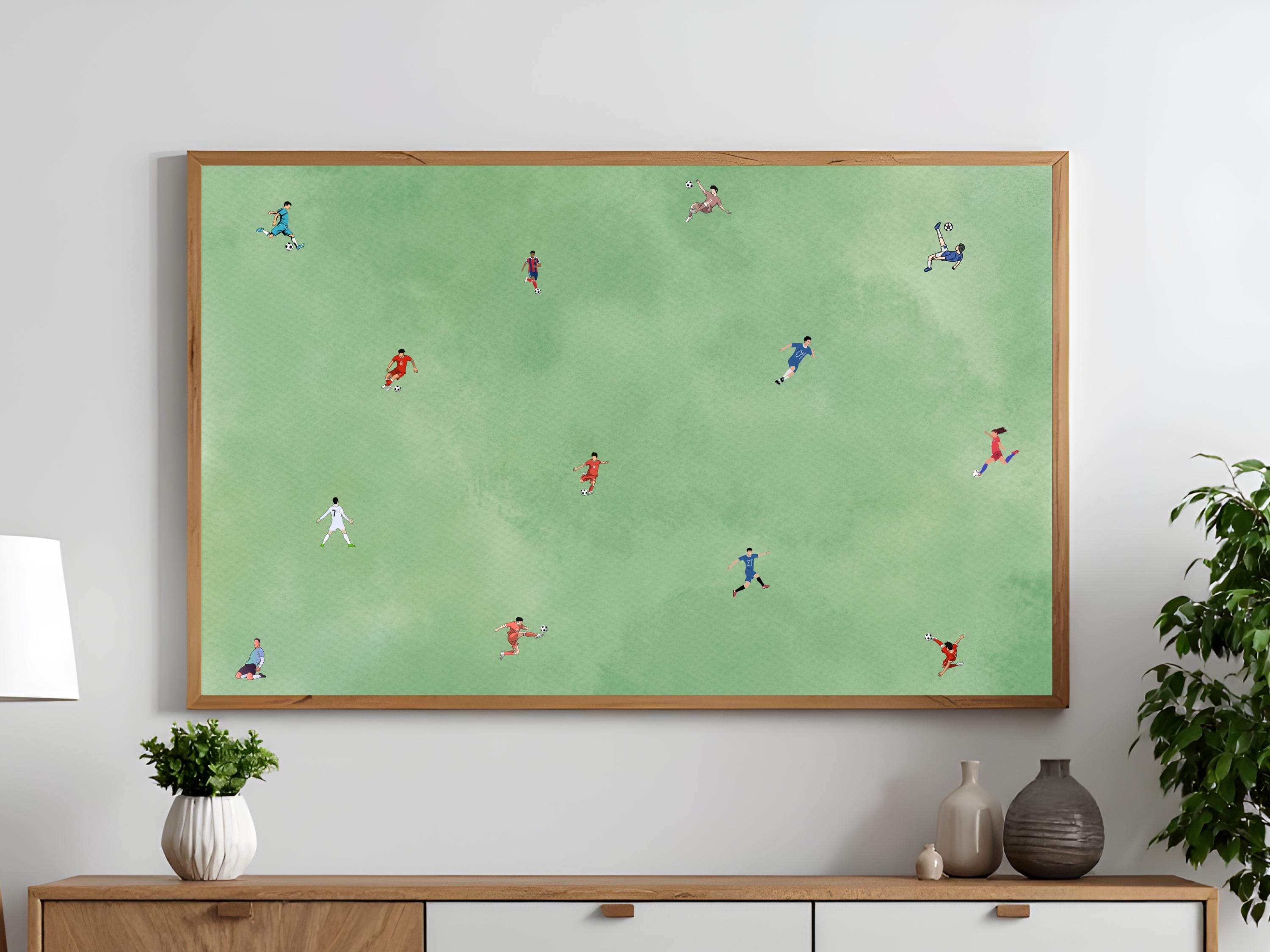 Soccer Wall Art Print, Minimal Athlete Illustration Gift for Coach Soccer Player, Boys Room Sports Decor Office Poster