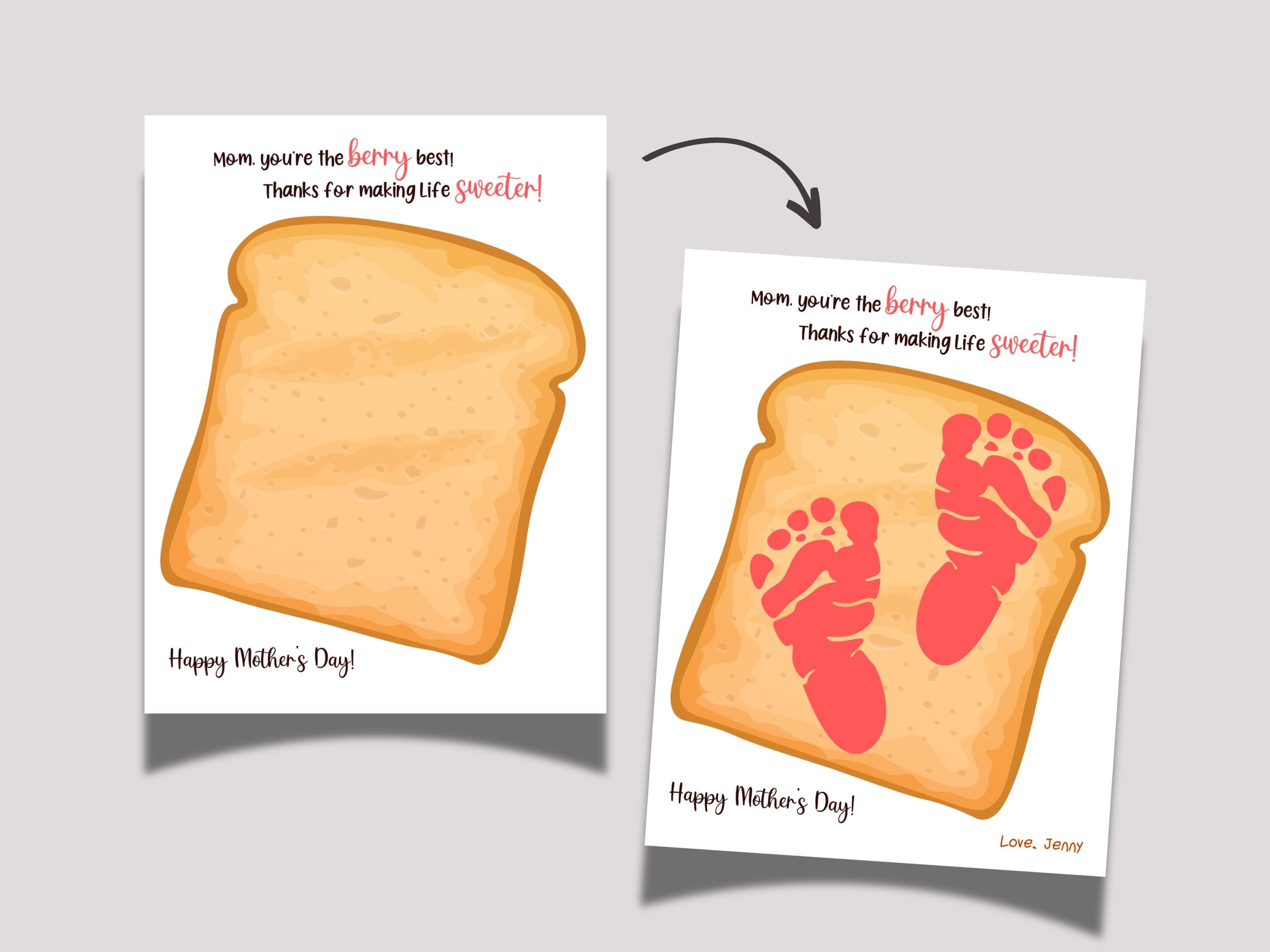 Mothers Day Footprint Craft for Kids Printable Card Handprint Art Activity Keepsake Birthday Mom Gift Preschool Classroom Kindergarten Pre-K - image 3