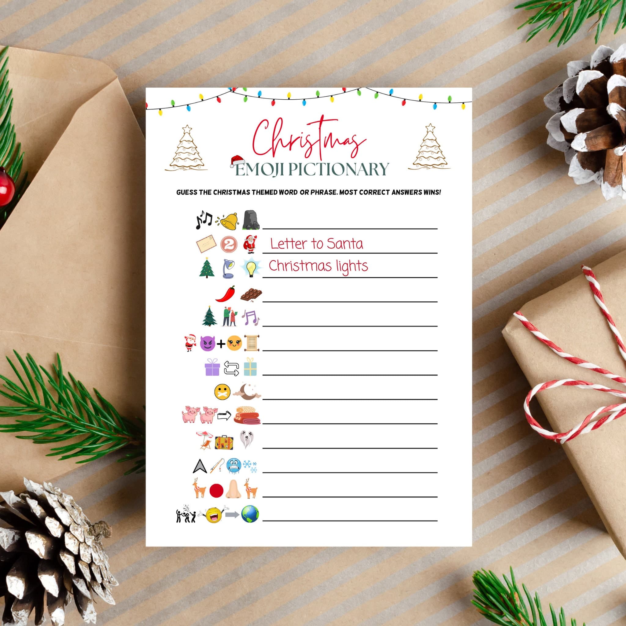 Christmas Emoji Pictionary Bundle, Printable Fun Party Game, Emoji Quiz, Office Game, Family Game, Classroom Game, Song Movie Phrase Emoji - image 4