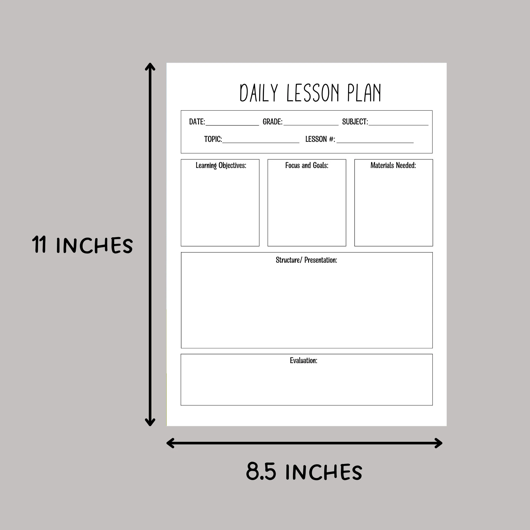 Daily Lesson Plan Template, Simple Lesson Plan Template for Educators, Minimalist Lesson Planner Printable, Homeschool Academic Planner - image 5