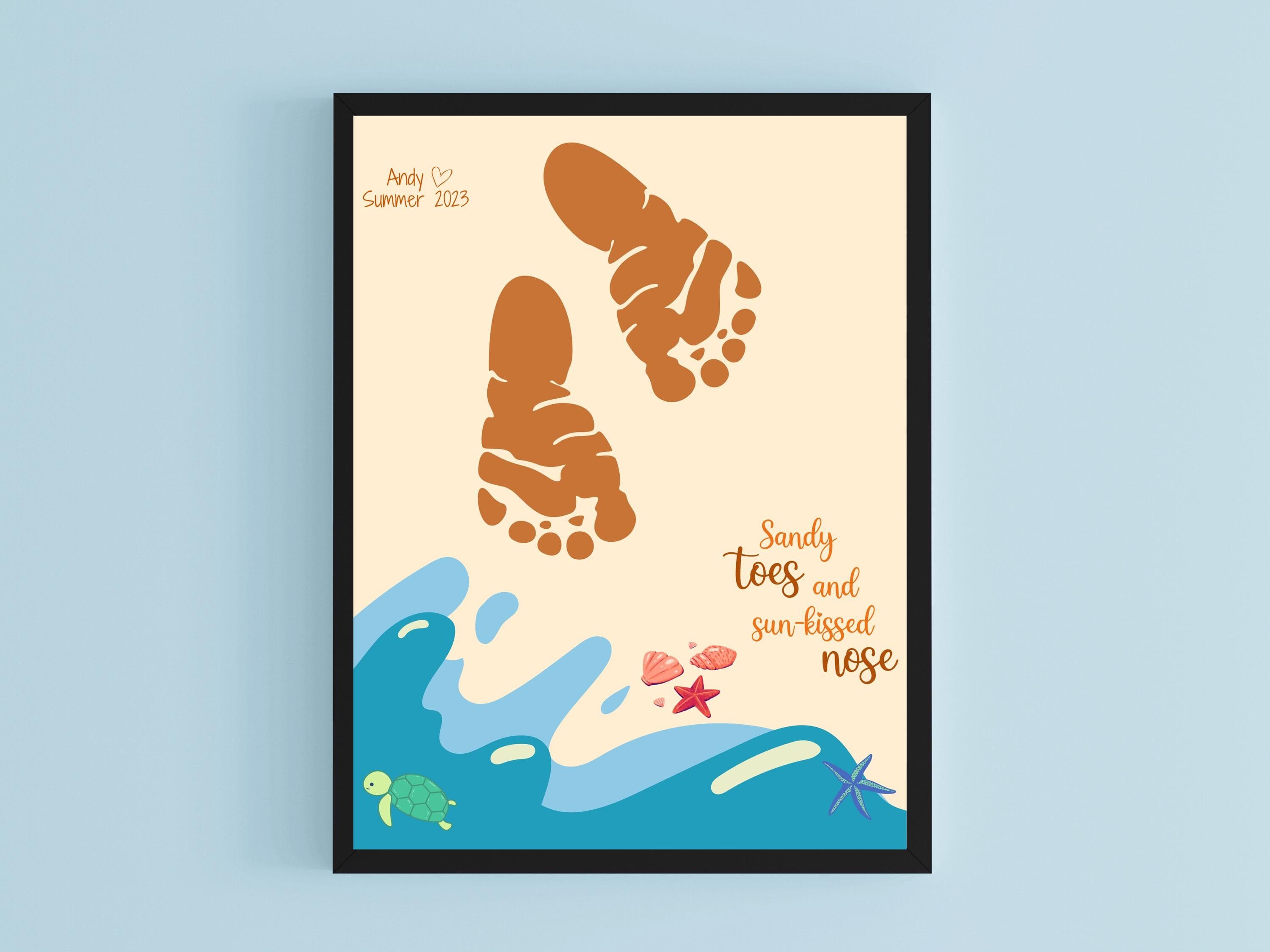 Summer Footprint Craft Printable, DIY Beach Art Project for Kids Toddler Baby Preschool Daycare Pre K Activity Keepsake Hand Feet Template - image 4