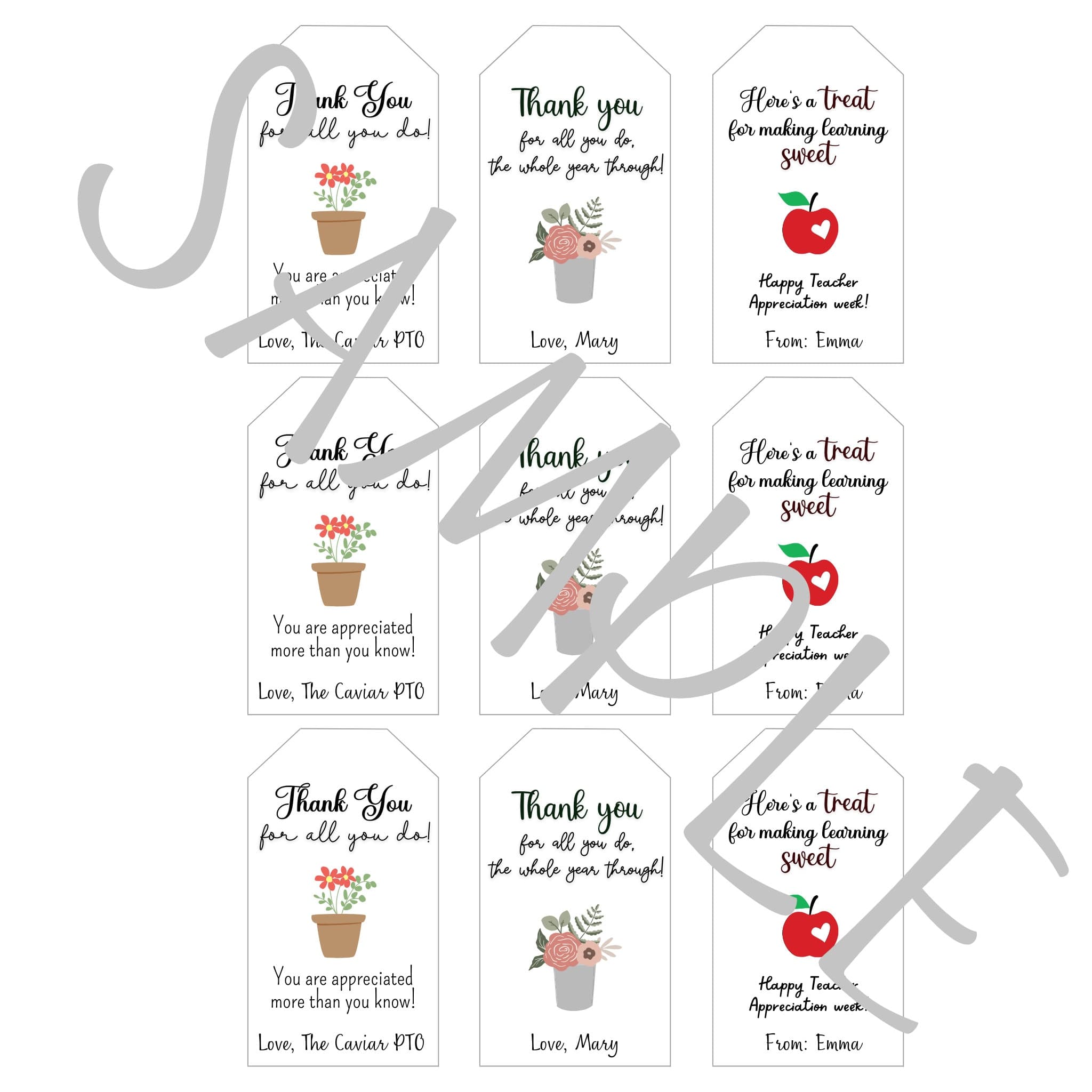 Teacher Appreciation Gift Tags Editable, Printable Custom Thank You Gift Tags, Personalized Favor Treat Tags Staff Teacher Appreciation Week - image 5