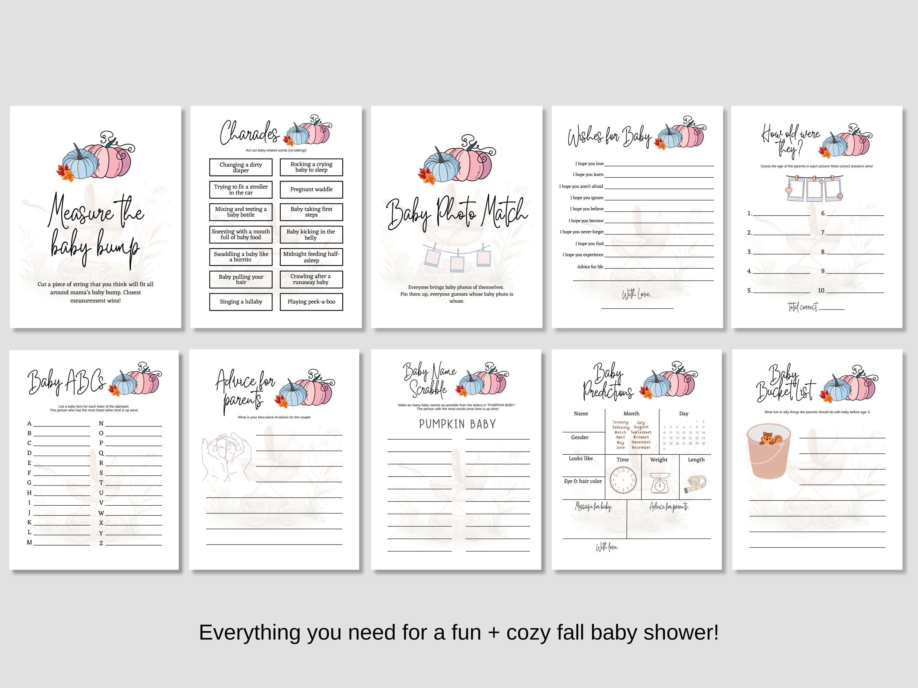Little Pumpkin Baby Shower Games Printable Bundle Fall Themed Party Activity Fun Autumn Decor Idea Cute Activities for Adults Friends Family - image 5