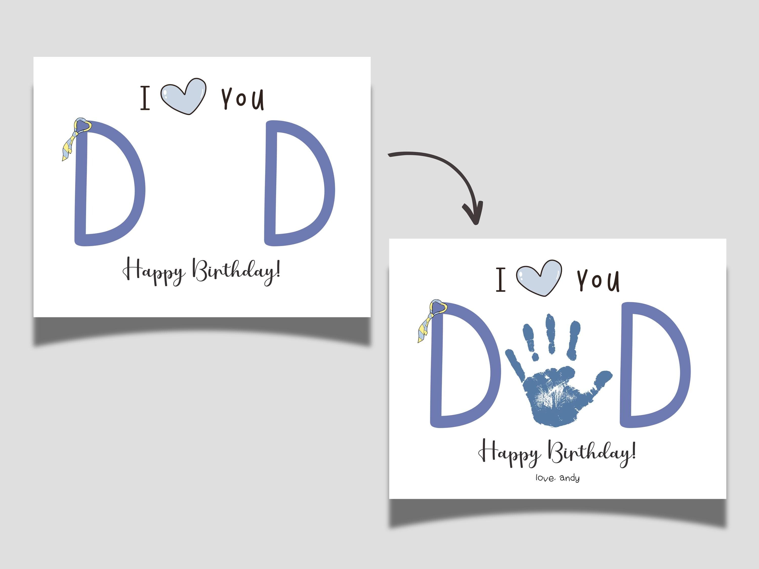 Happy Birthday Dad Gift from Kids Printable, DIY Custom Present Handprint Craft Art Keepsake Card Baby Toddler Child Fun Daddy Cute Template - image 3