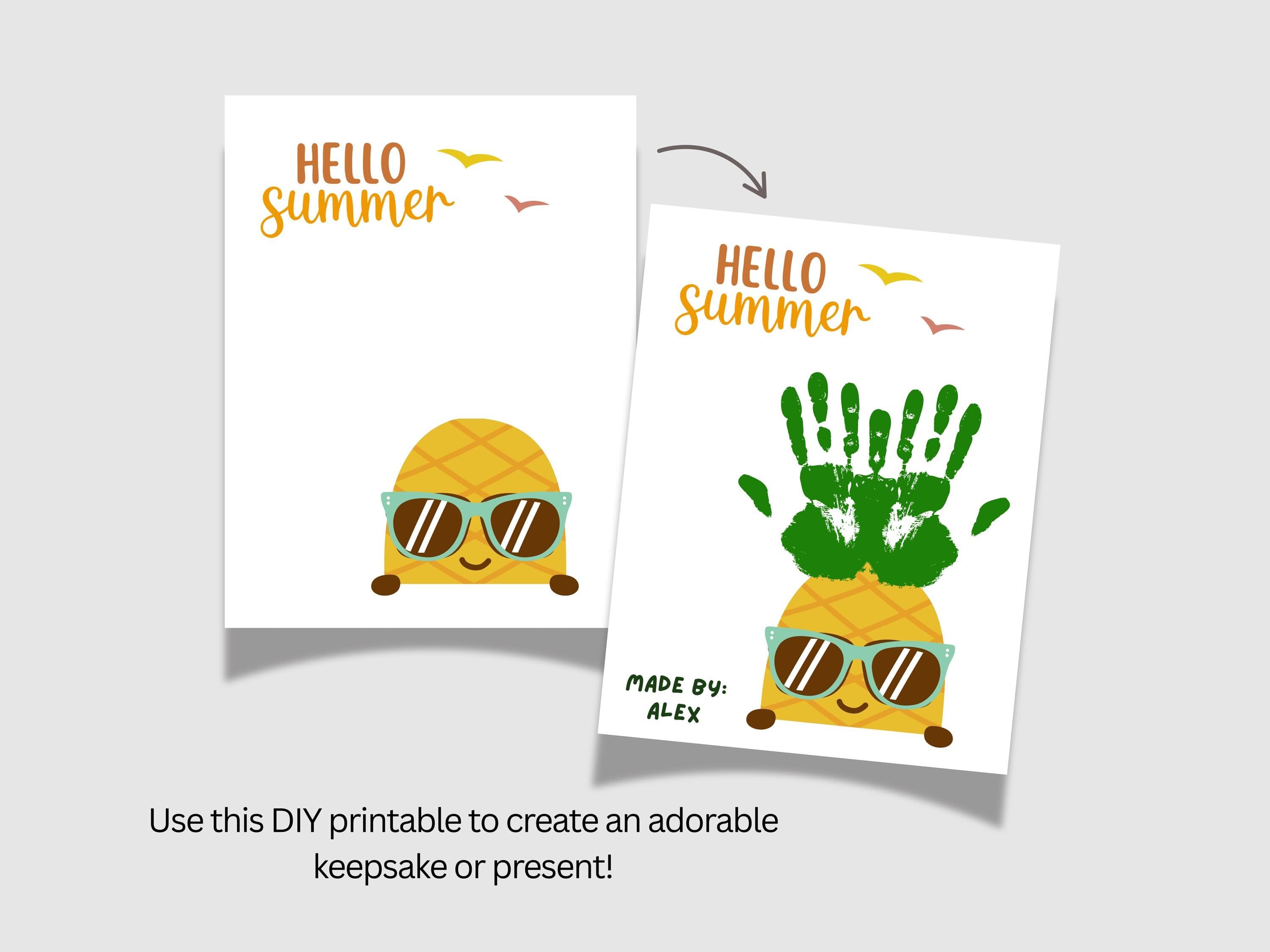 Pineapple Summer Handprint Craft Printable, DIY Art Project for Kids Toddler Baby Preschool Daycare Pre K Activity Homeschool Cute Template - image 3
