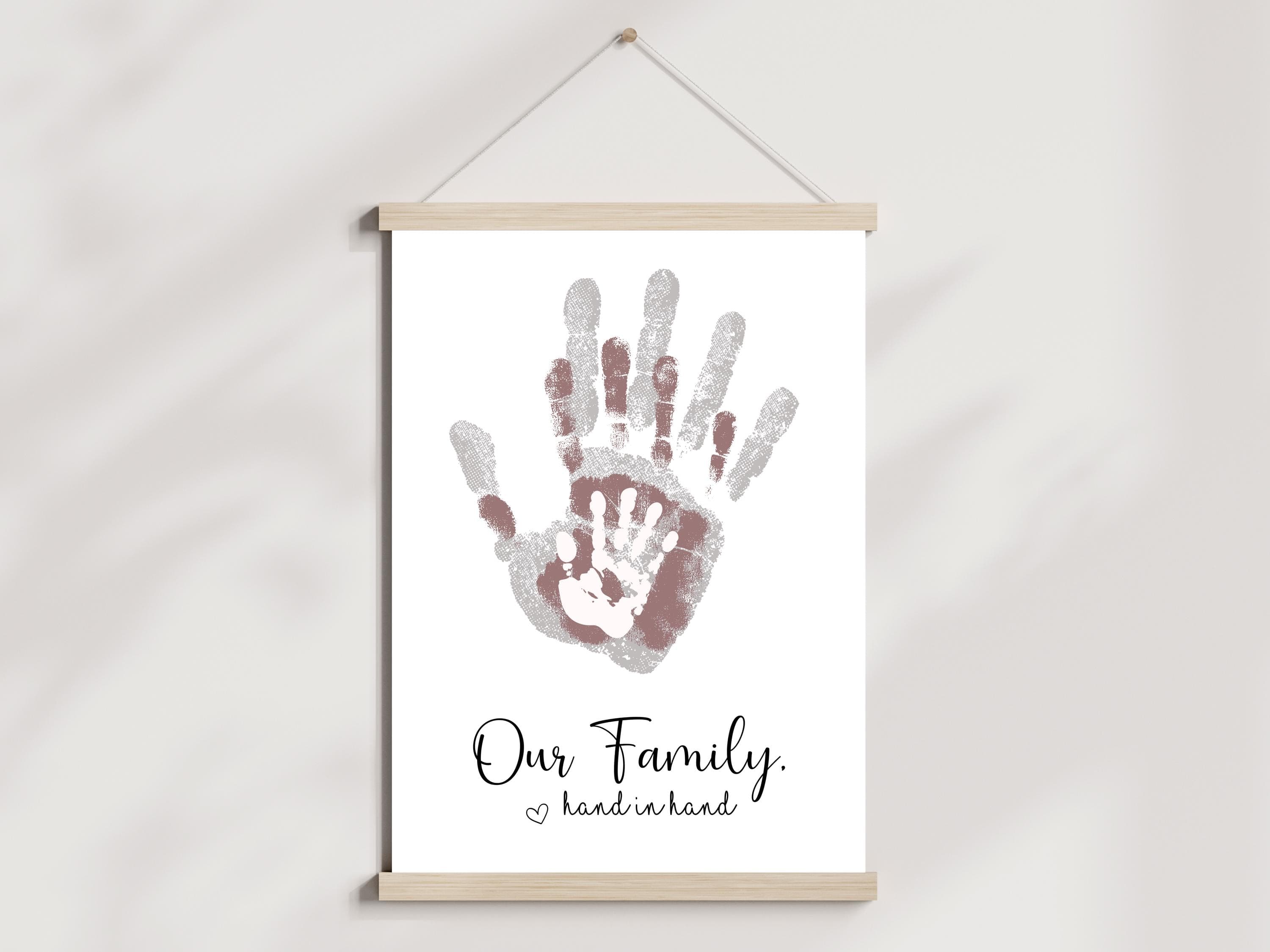 Family Handprint Craft Printable, DIY Art Keepsake Mom Dad Baby Kids Toddler Children Activity Meaningful Gift for Her Mother Grandparents