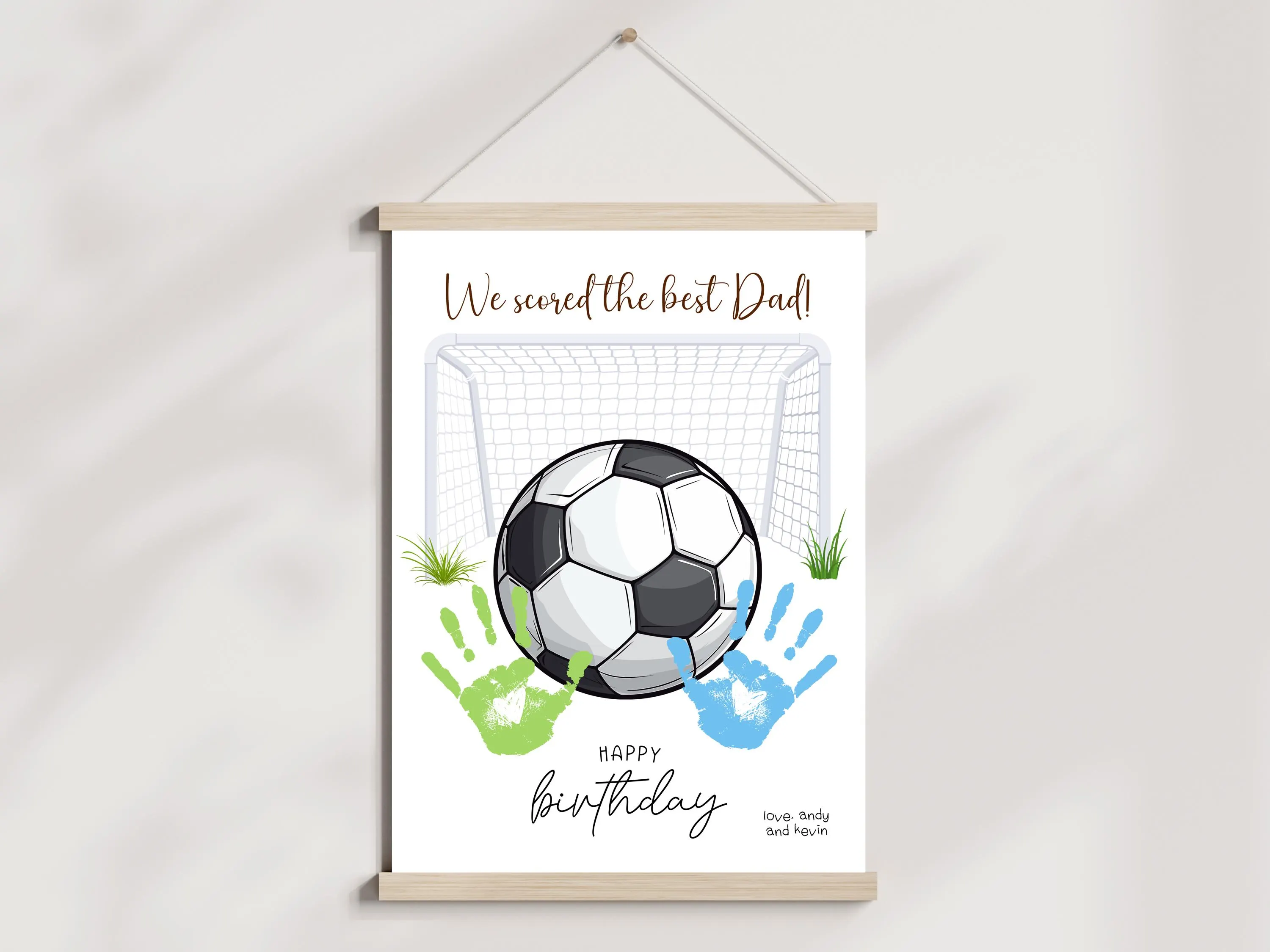 Happy Birthday Dad Handprint Craft Printable, DIY Soccer Art Gift for Daddy from Kids Sports Daddy Keepsake Card Baby Toddler Child Template - image 4