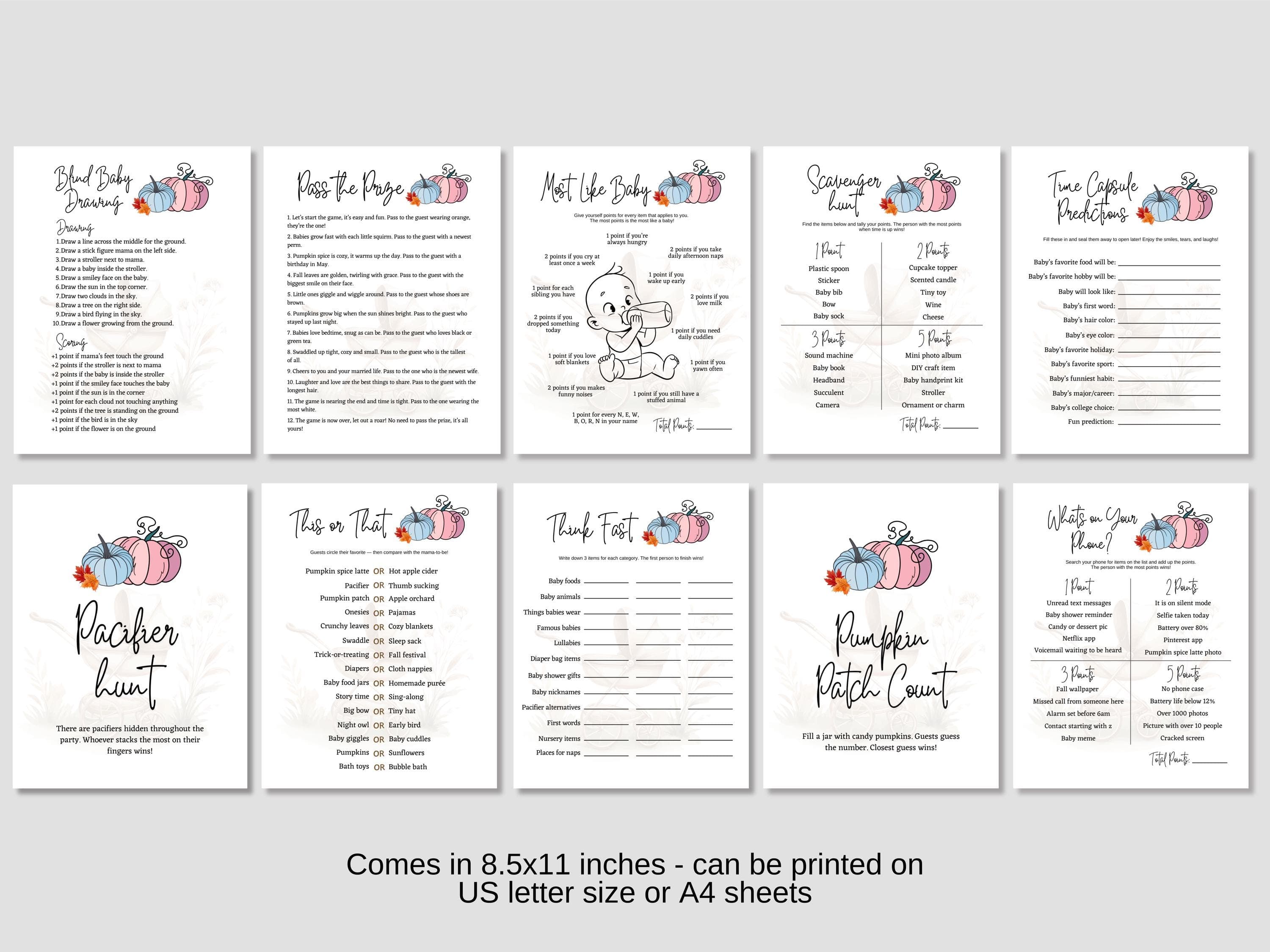 Little Pumpkin Baby Shower Games Printable Bundle Fall Themed Party Activity Fun Autumn Decor Idea Cute Activities for Adults Friends Family - image 4