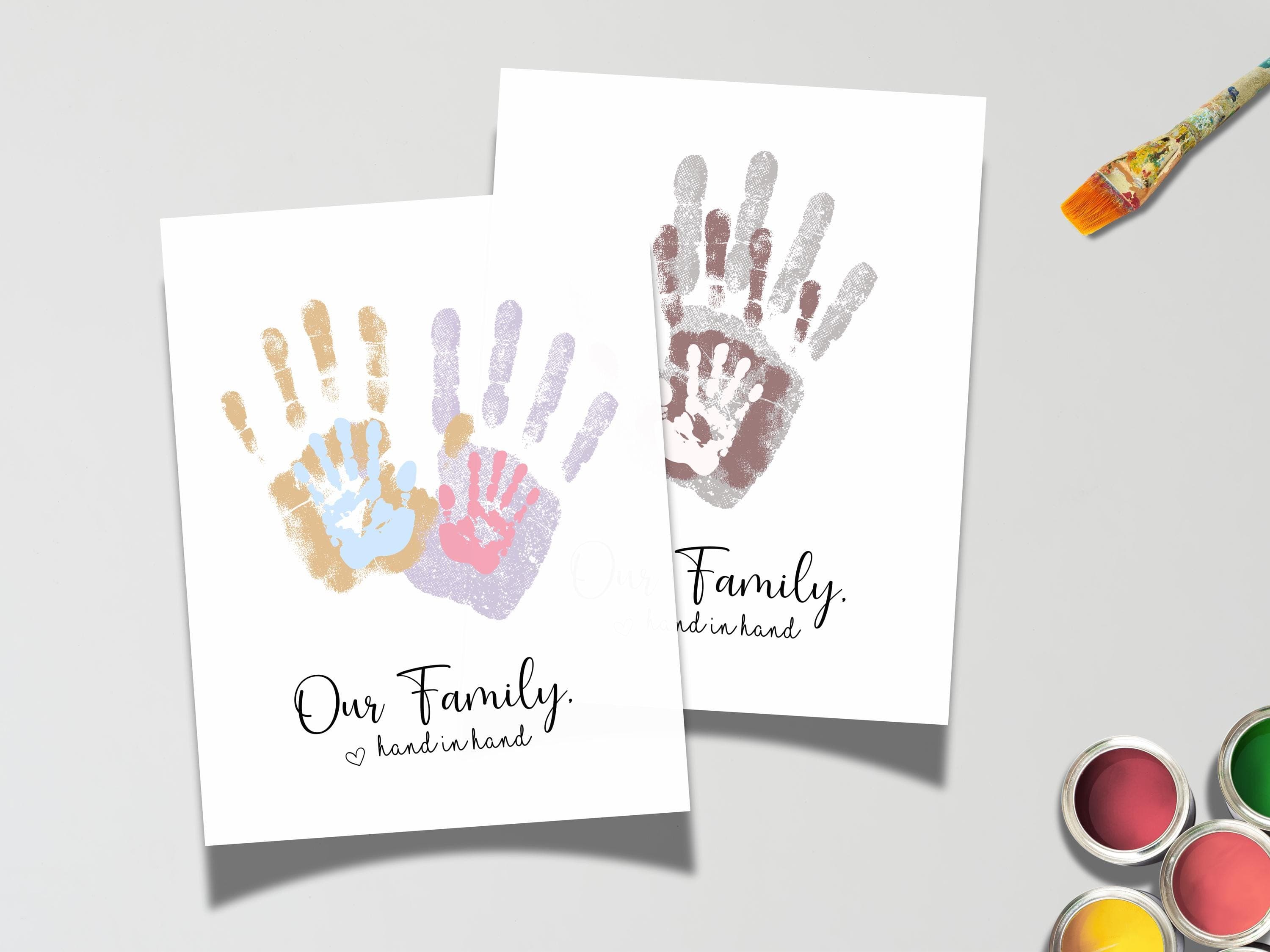 Family Handprint Craft Printable, DIY Art Keepsake Mom Dad Baby Kids Toddler Children Activity Meaningful Gift for Her Mother Grandparents - image 5