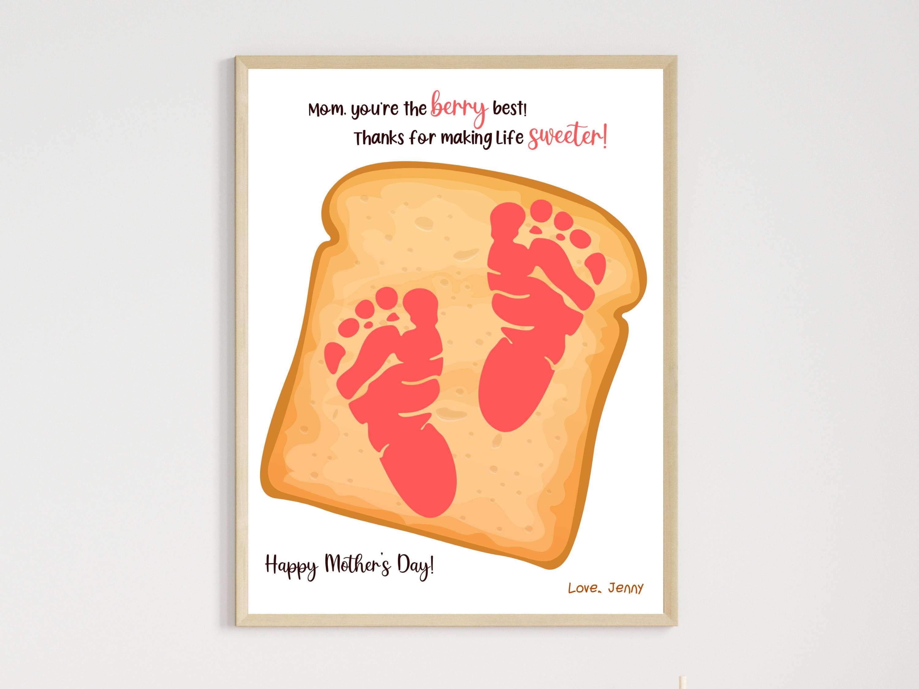 Mothers Day Footprint Craft for Kids Printable Card Handprint Art Activity Keepsake Birthday Mom Gift Preschool Classroom Kindergarten Pre-K
