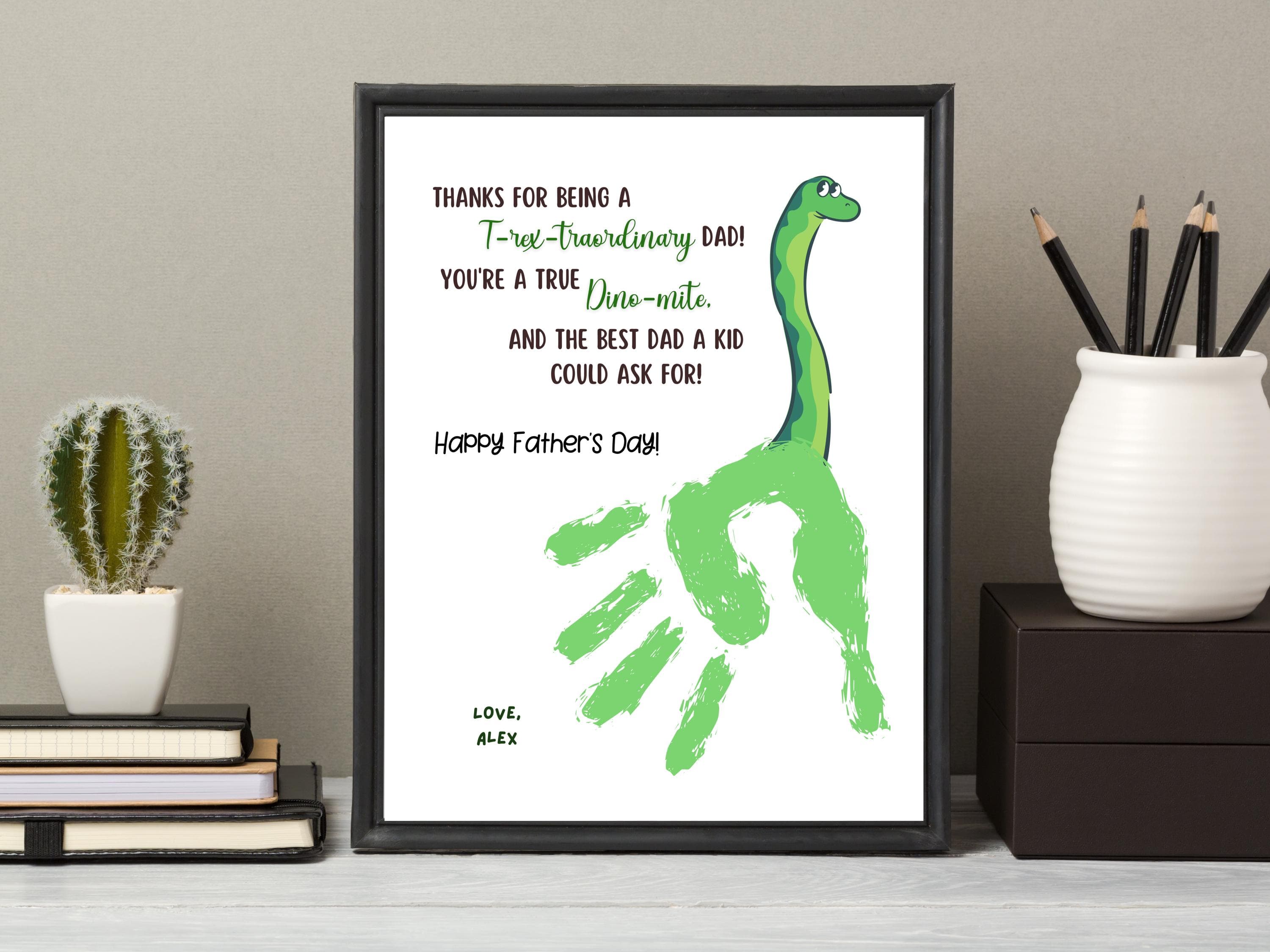 Fathers Day Handprint Craft for Kids Printable DIY Dad Card Dino Art Activity Personalized Birthday Gift from Baby Toddler Preschool Daycare - image 4