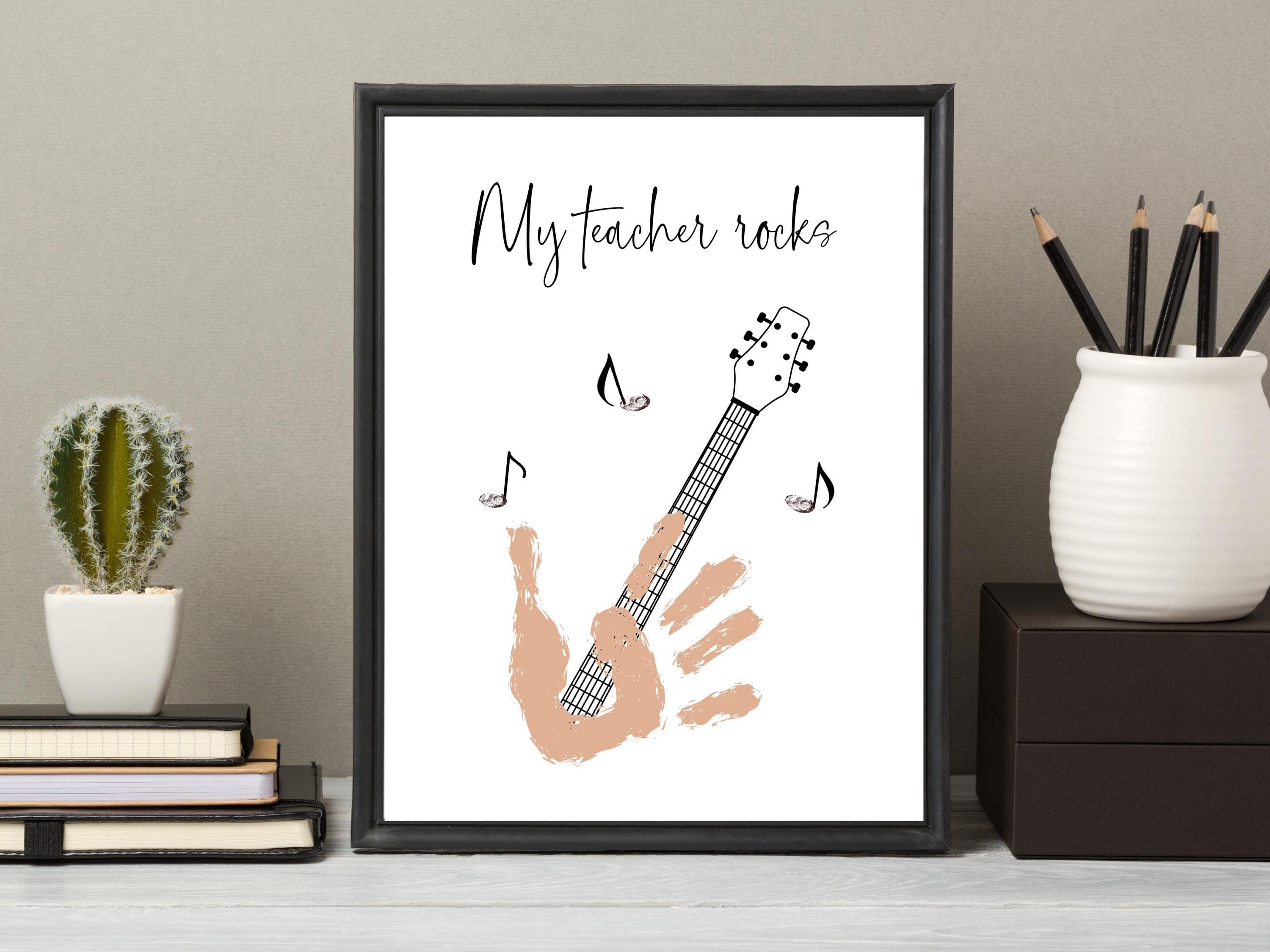 Teacher Appreciation Handprint Craft Kids Printable, DIY End of Year Gift Keepsake Guitar Art for Pre-K Kindergarten Preschool End Of School - image 4
