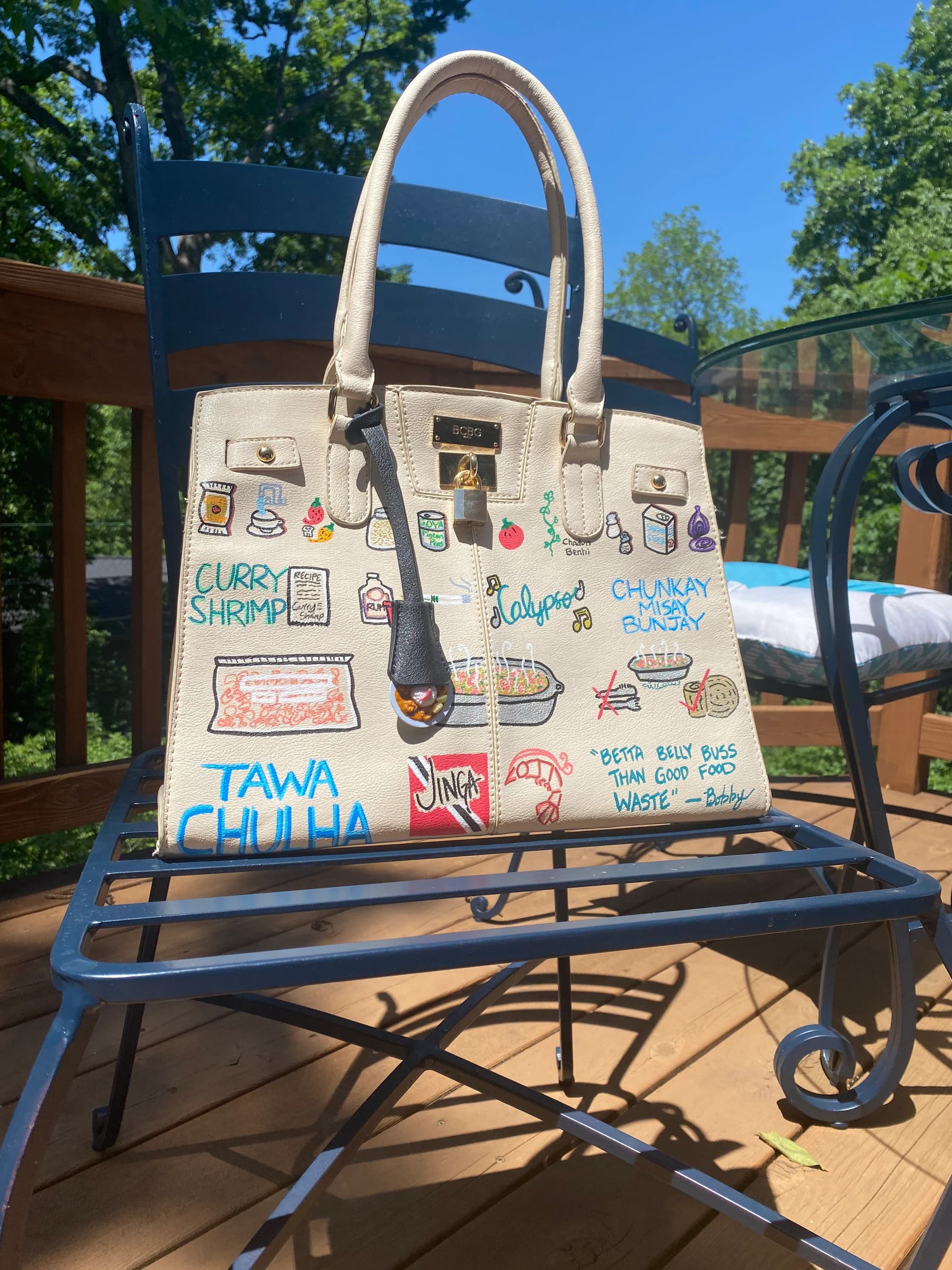 Curry Jinga : Cream - VanRah Painted Purse - image 4
