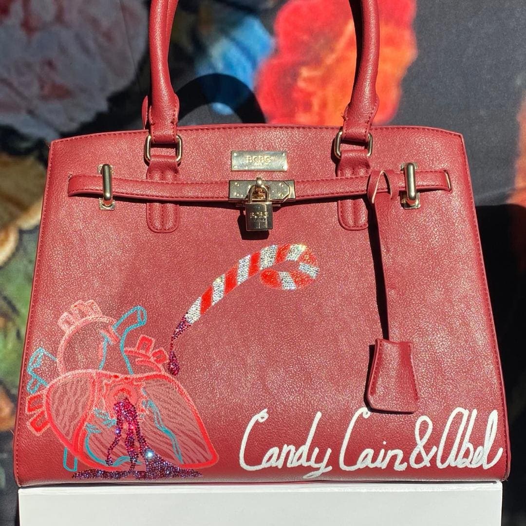 Candy Cain & Abel - VanRah Hand Painted Purse with Bling Heart