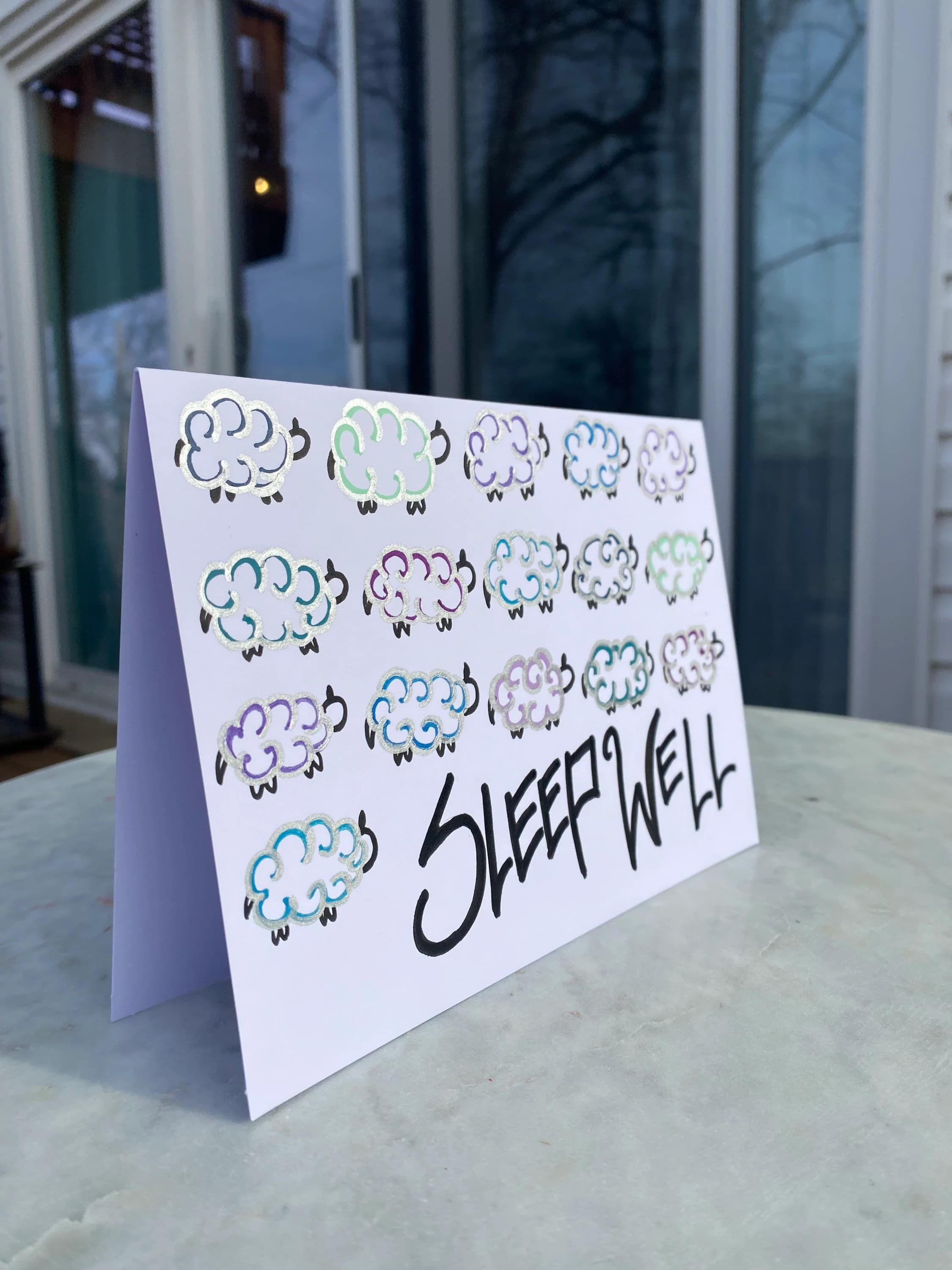 Sleepy Sheep landscape - Greeting Card - image 3