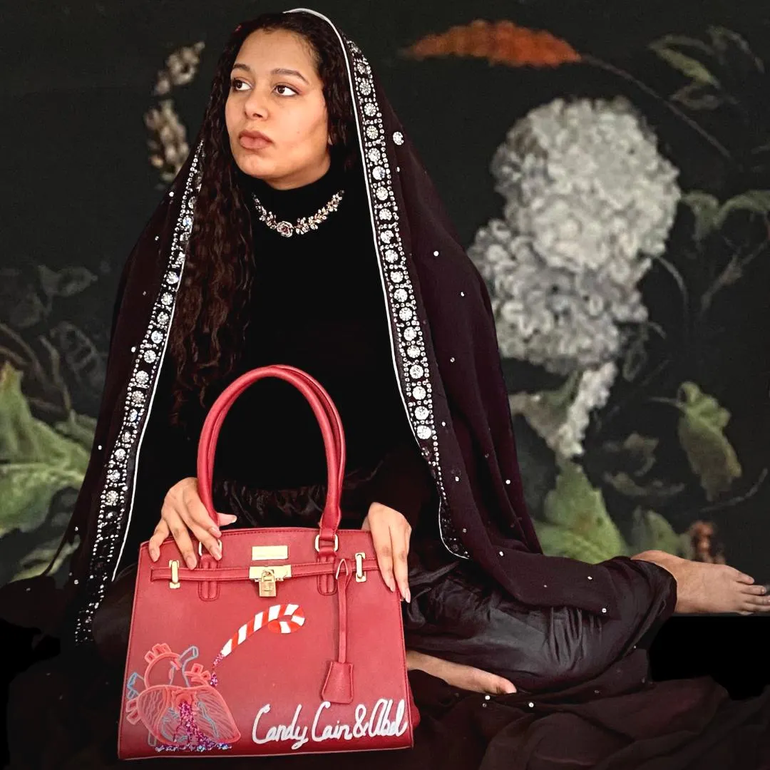 Candy Cain & Abel - VanRah Hand Painted Purse with Bling Heart - image 5