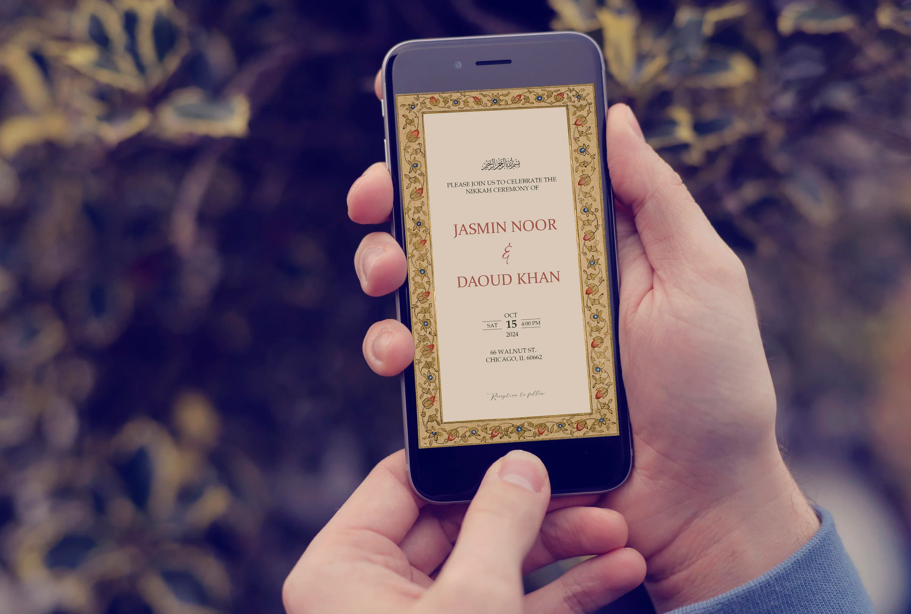 Custom Luxury Muslim Wedding Invitation, Mughal Theme, Nikkah Invitation, Islamic Wedding Invite, Mughal Invite, Vintage Theme, Vintage Card - image 2
