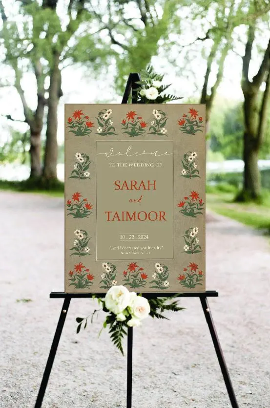 Luxury Muslim Wedding Welcome Sign, Vintage Welcome Sign, Nikkah Welcome Sign, Islamic Baraat Welcome Sign, Mughal Theme, Vintage Theme