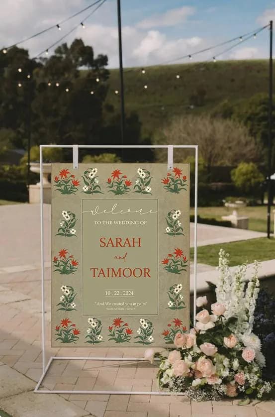 Luxury Muslim Wedding Welcome Sign, Vintage Welcome Sign, Nikkah Welcome Sign, Islamic Baraat Welcome Sign, Mughal Theme, Vintage Theme - image 3