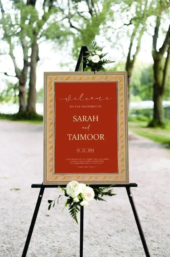 Luxury Muslim Wedding Welcome Sign, Vintage Welcome Sign, Nikkah Welcome Sign, Islamic Baraat Welcome Sign, Mughal Theme, Vintage, Custom - image 3