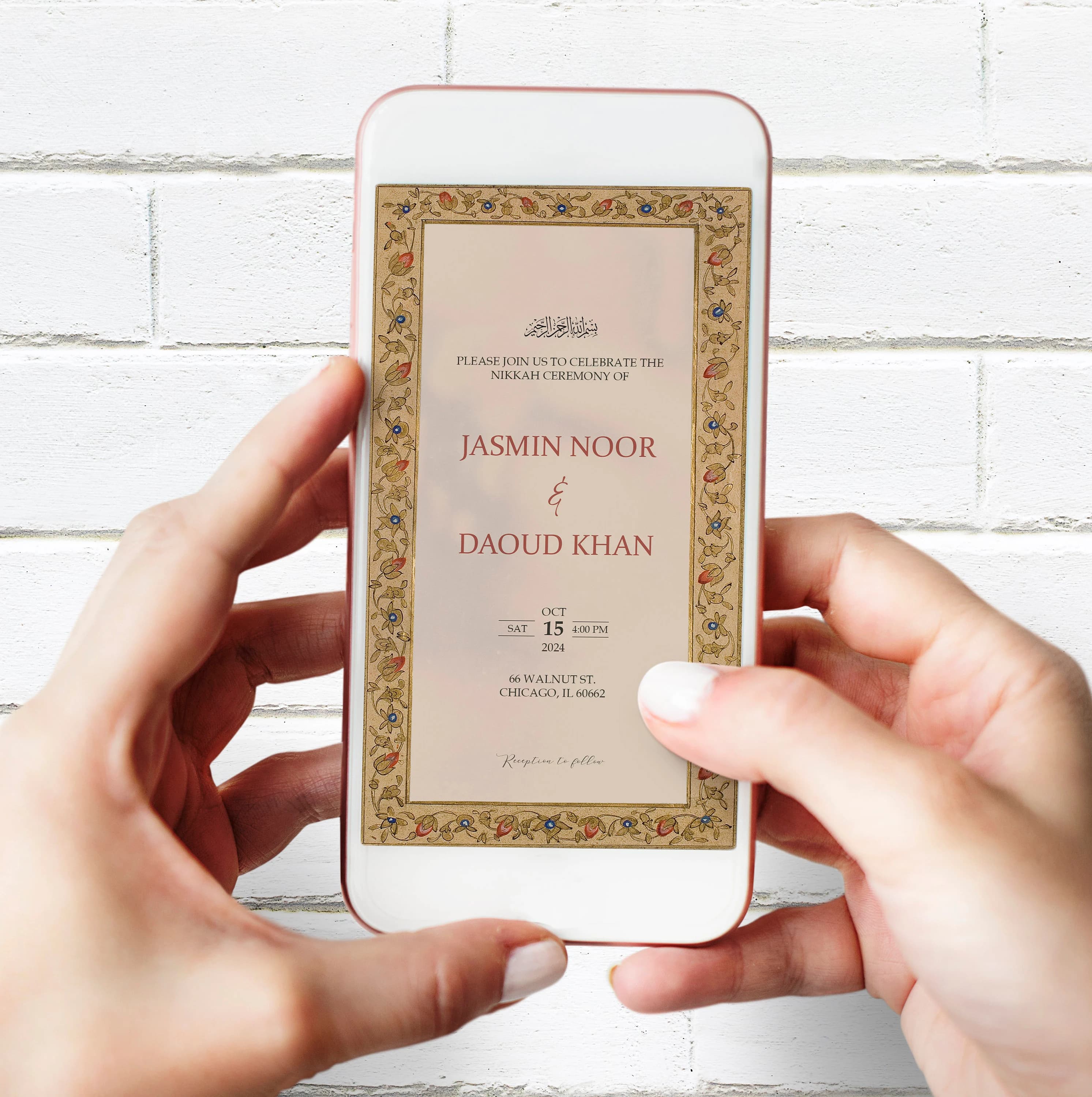 Custom Luxury Muslim Wedding Invitation, Mughal Theme, Nikkah Invitation, Islamic Wedding Invite, Mughal Invite, Vintage Theme, Vintage Card - image 5